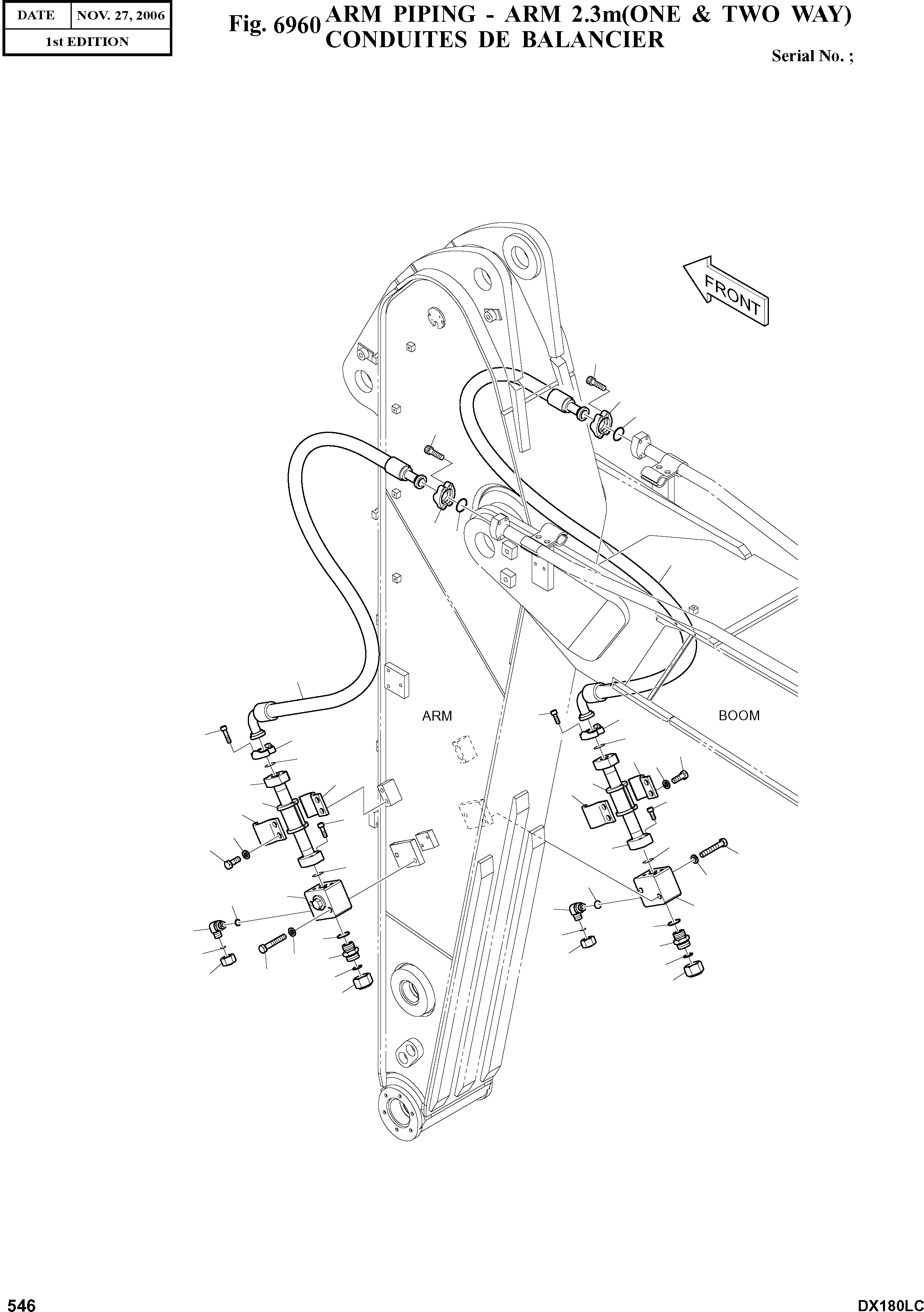 Other: DOOSAN-DAEWOO / DX180LC(DX180LC) / ARM PIPING - ARM 2.3m(ONE & TWO WAY)(6960 : 6960)