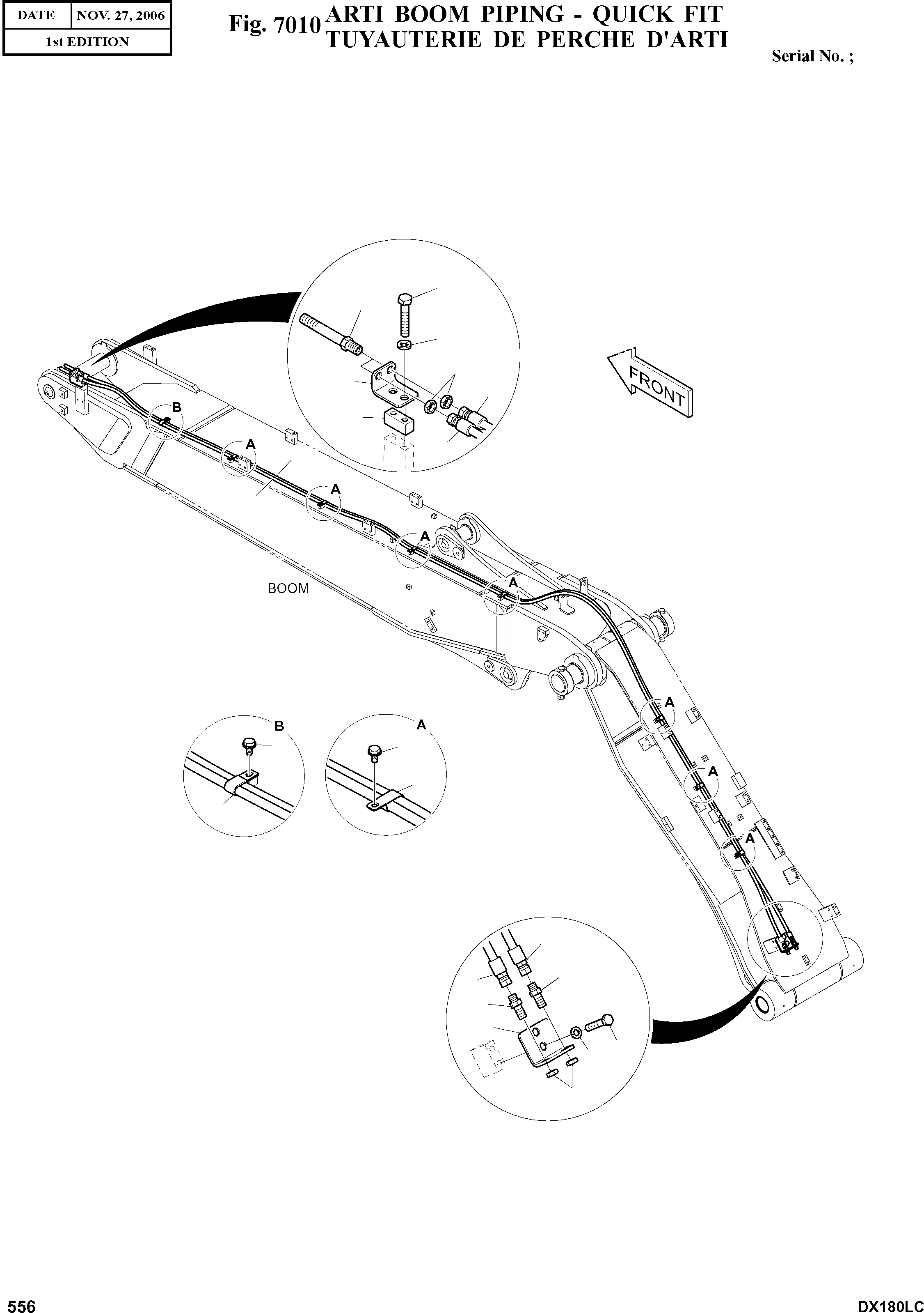 Other: DOOSAN-DAEWOO / DX180LC(DX180LC) / ARTI BOOM PIPING - QUICK FIT(7010 : 7010)