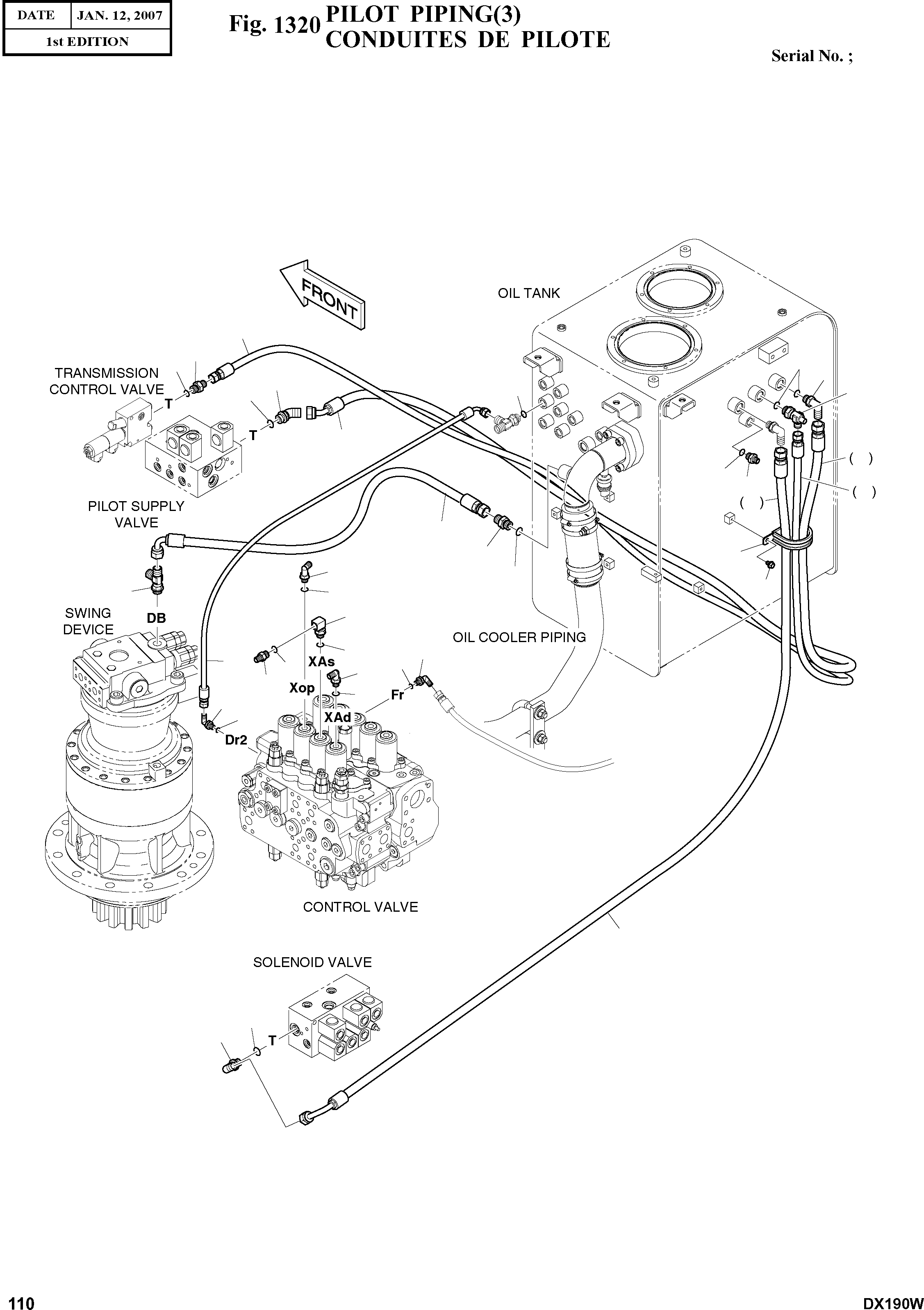 Other: DOOSAN-DAEWOO / DX190W(DX190W) / PILOT PIPING(3)(1320 : 1320)