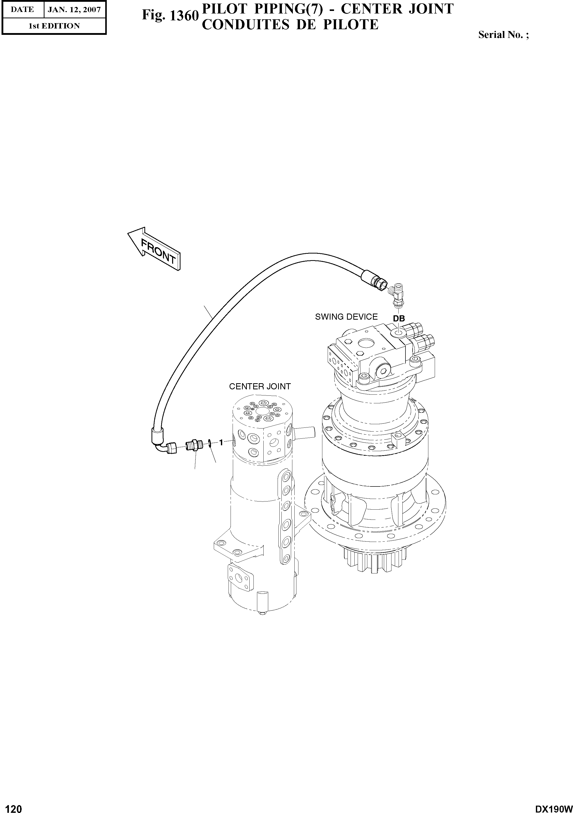 Other: DOOSAN-DAEWOO / DX190W(DX190W) / PILOT PIPING(7) - CENTER JOINT(1360 : 1360)