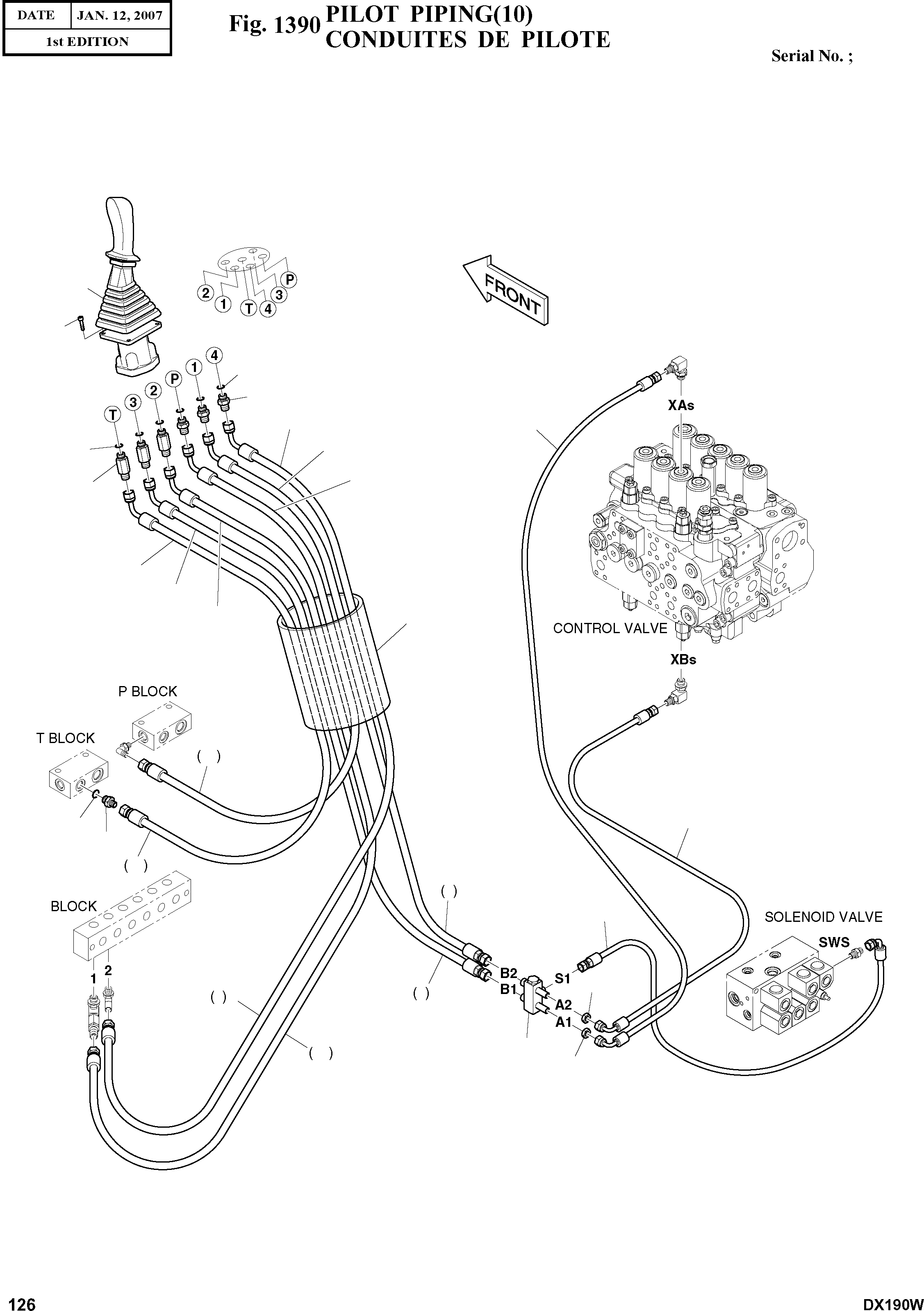 Other: DOOSAN-DAEWOO / DX190W(DX190W) / PILOT PIPING(10)(1390 : 1390)