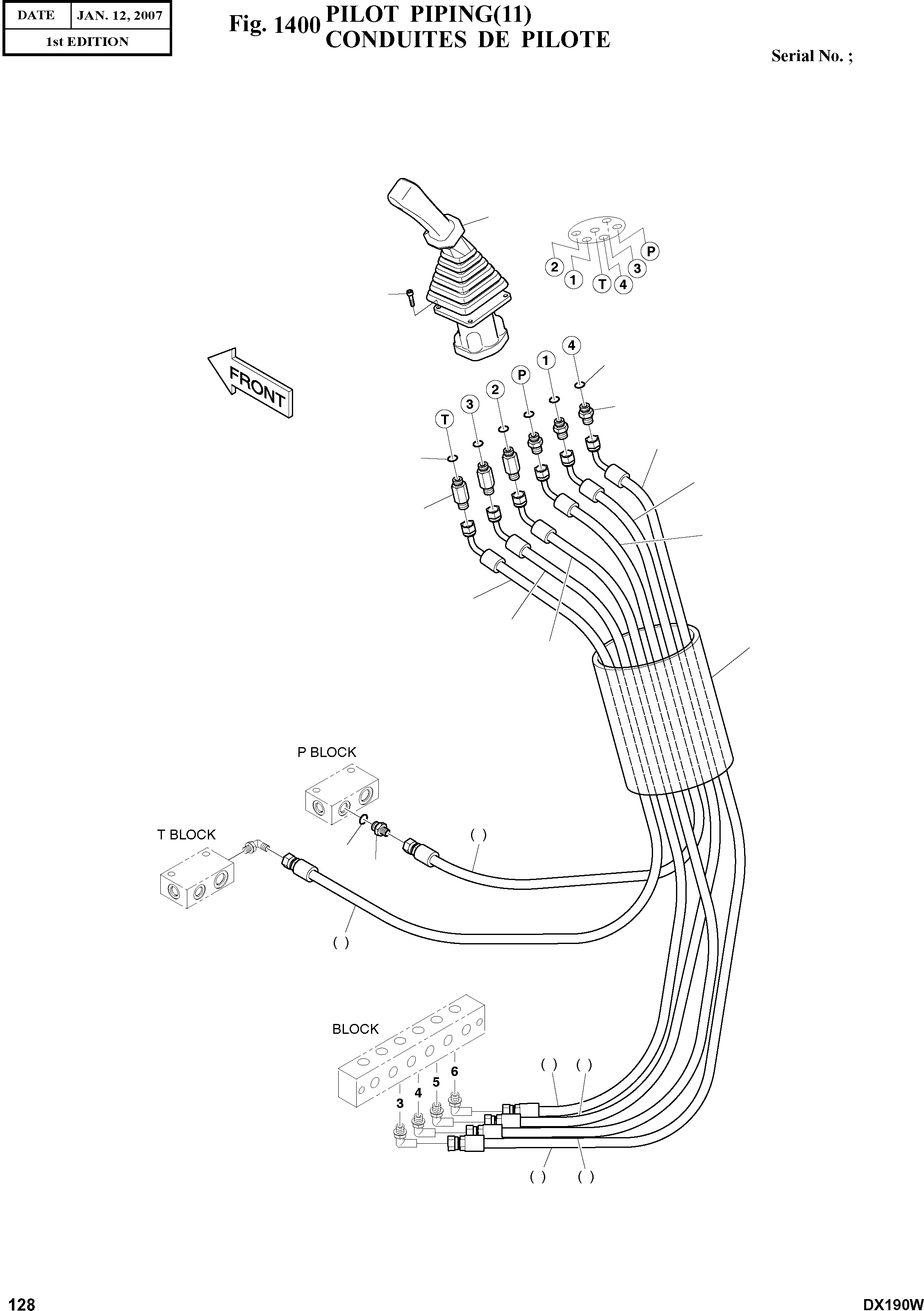 Other: DOOSAN-DAEWOO / DX190W(DX190W) / PILOT PIPING(11)(1400 : 1400)