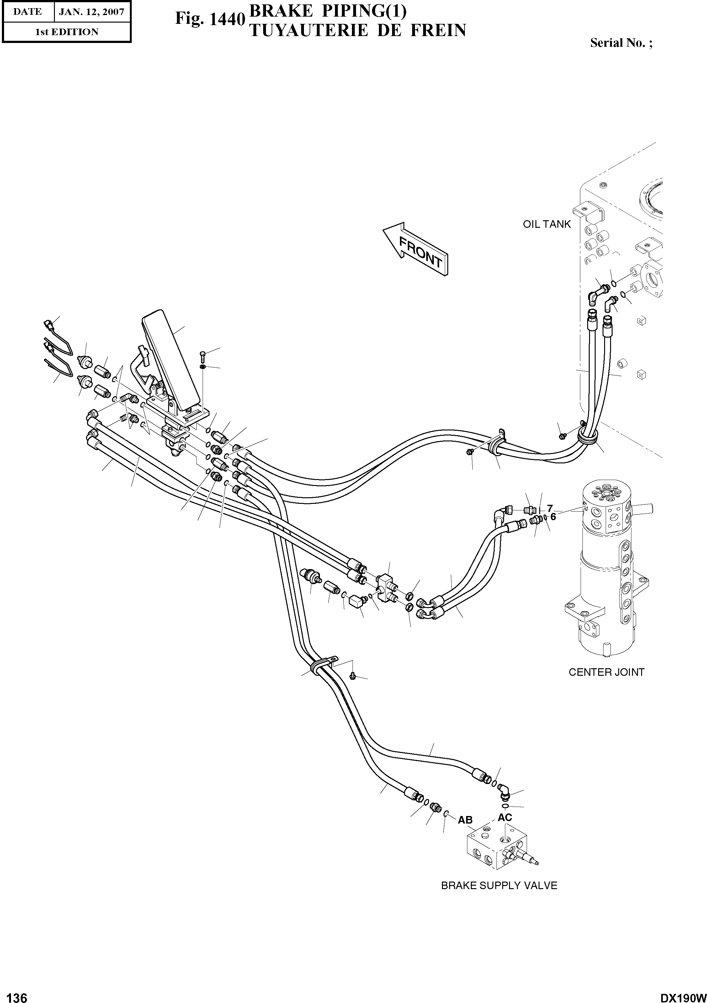 Other: DOOSAN-DAEWOO / DX190W(DX190W) / BRAKE PIPING(1)(1440 : 1440)