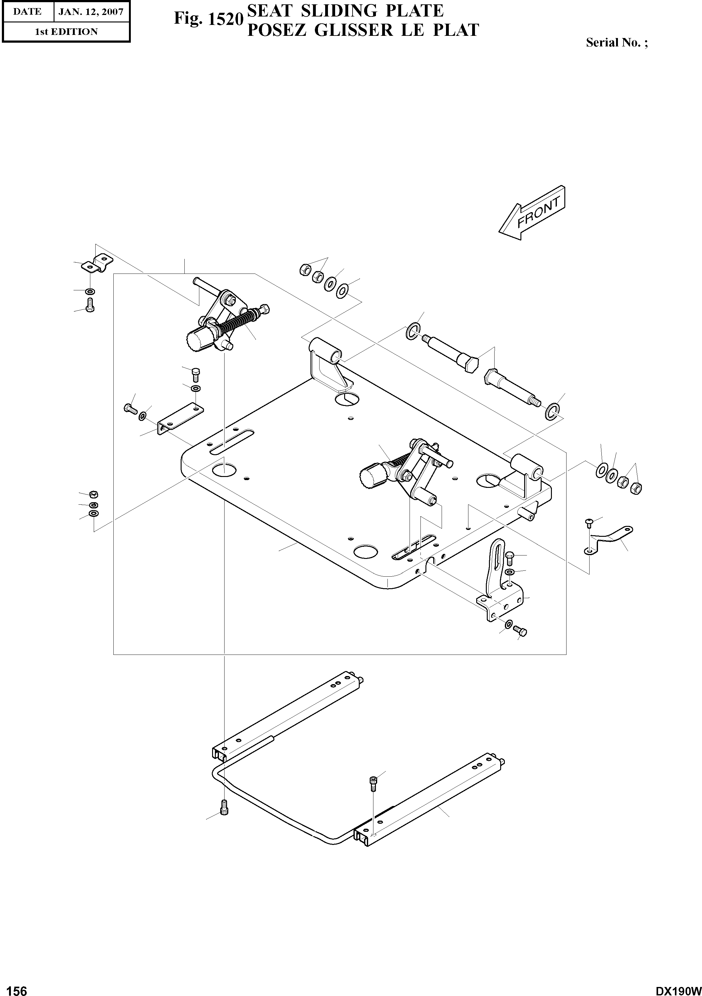 Other: DOOSAN-DAEWOO / DX190W(DX190W) / SEAT SLIDING PLATE(1520 : 1520)