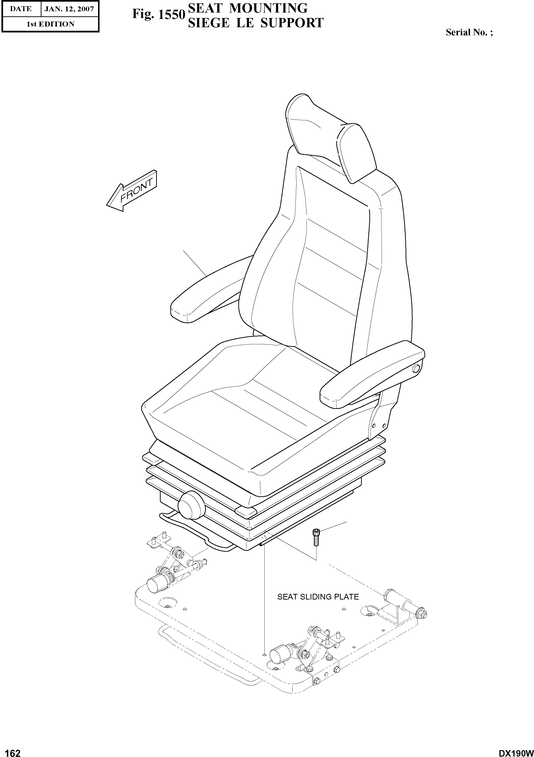 Other: DOOSAN-DAEWOO / DX190W(DX190W) / SEAT MOUNTING(1550 : 1550)
