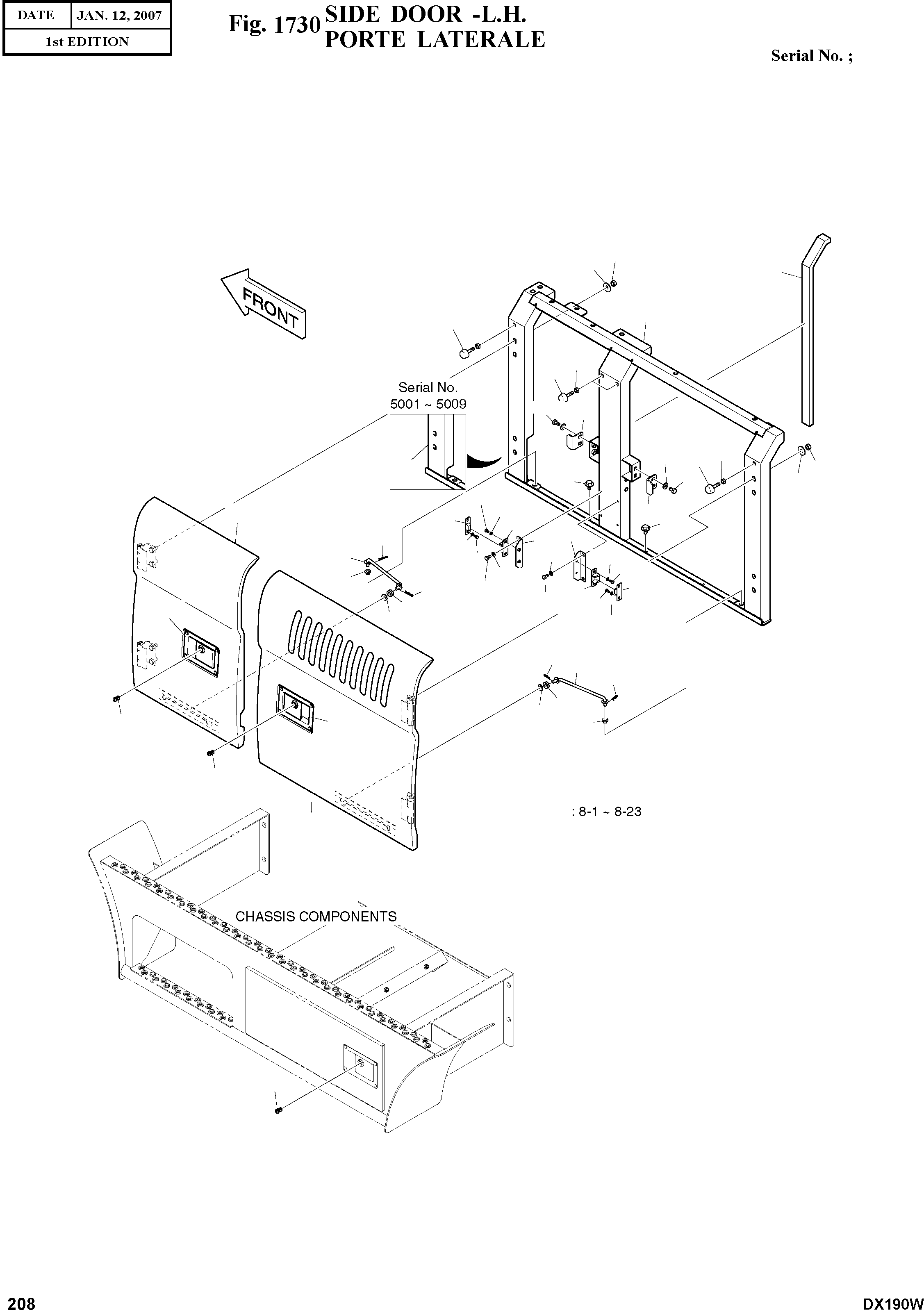 Other: DOOSAN-DAEWOO / DX190W(DX190W) / SIDE DOOR -L.H.(1730 : 1730)