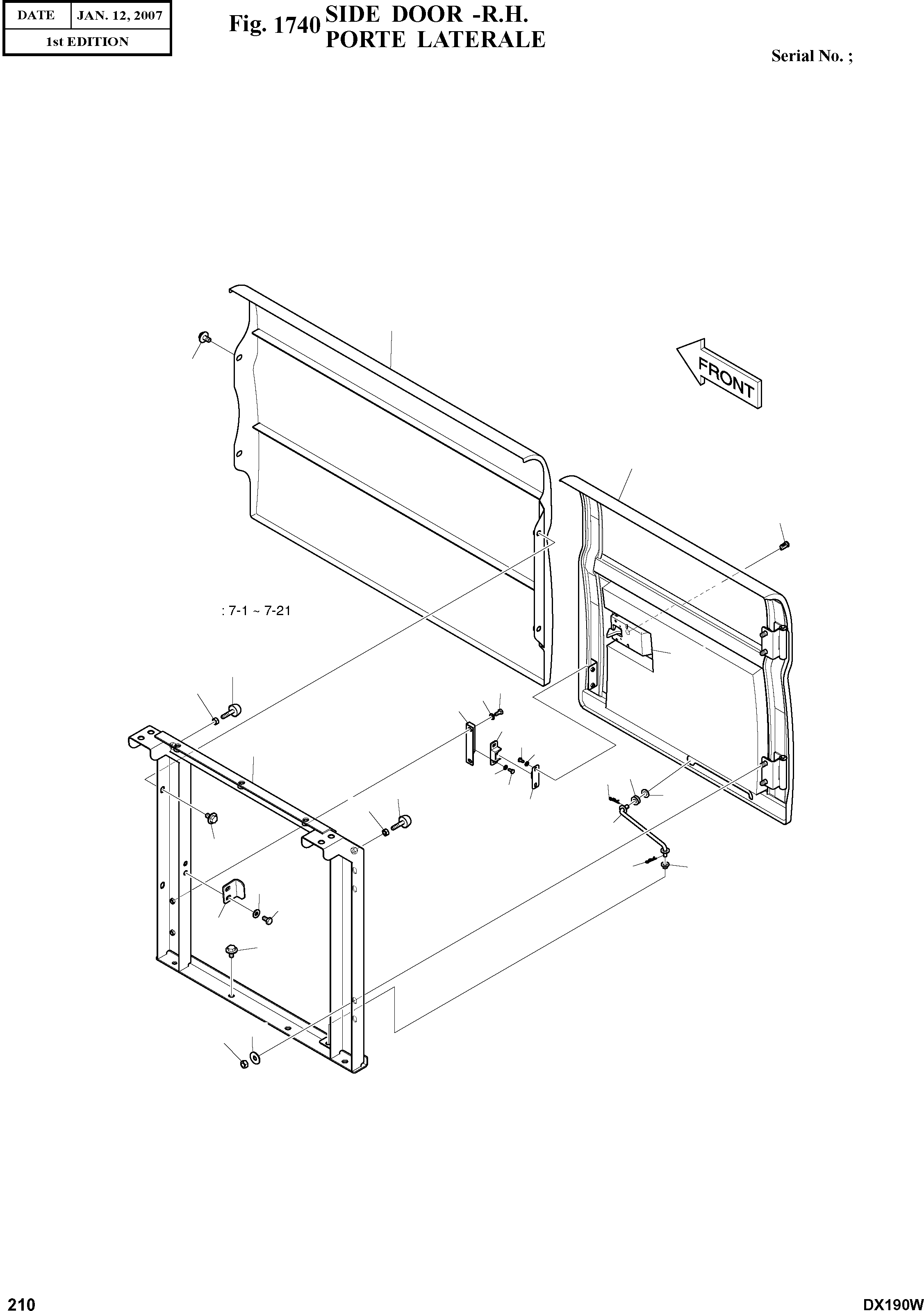 Other: DOOSAN-DAEWOO / DX190W(DX190W) / SIDE DOOR -R.H.(1740 : 1740)