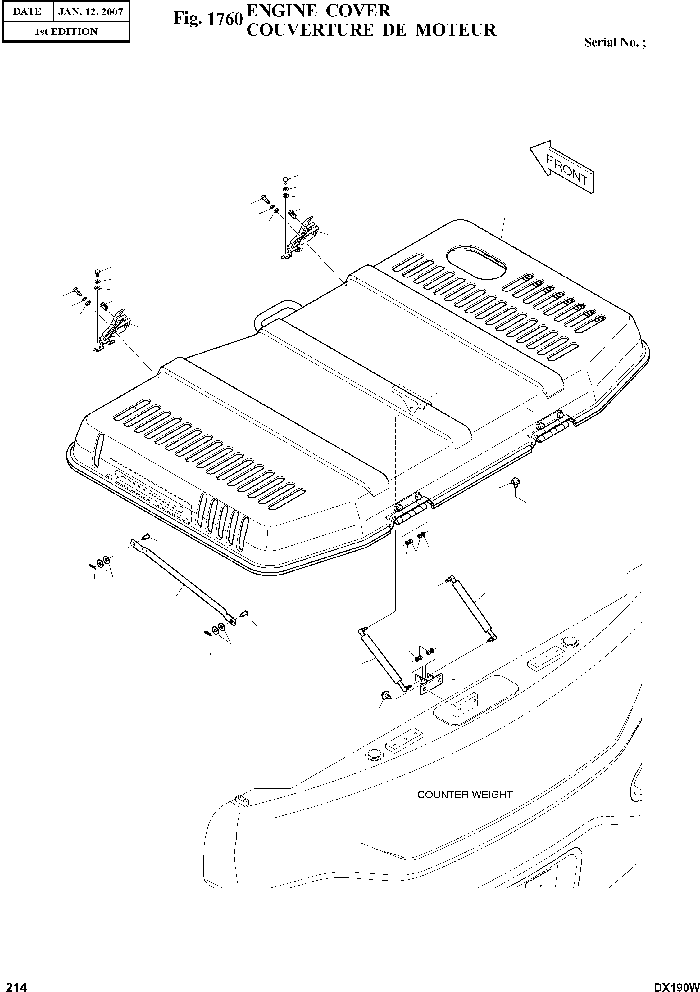 Other: DOOSAN-DAEWOO / DX190W(DX190W) / ENGINE COVER(1760 : 1760)