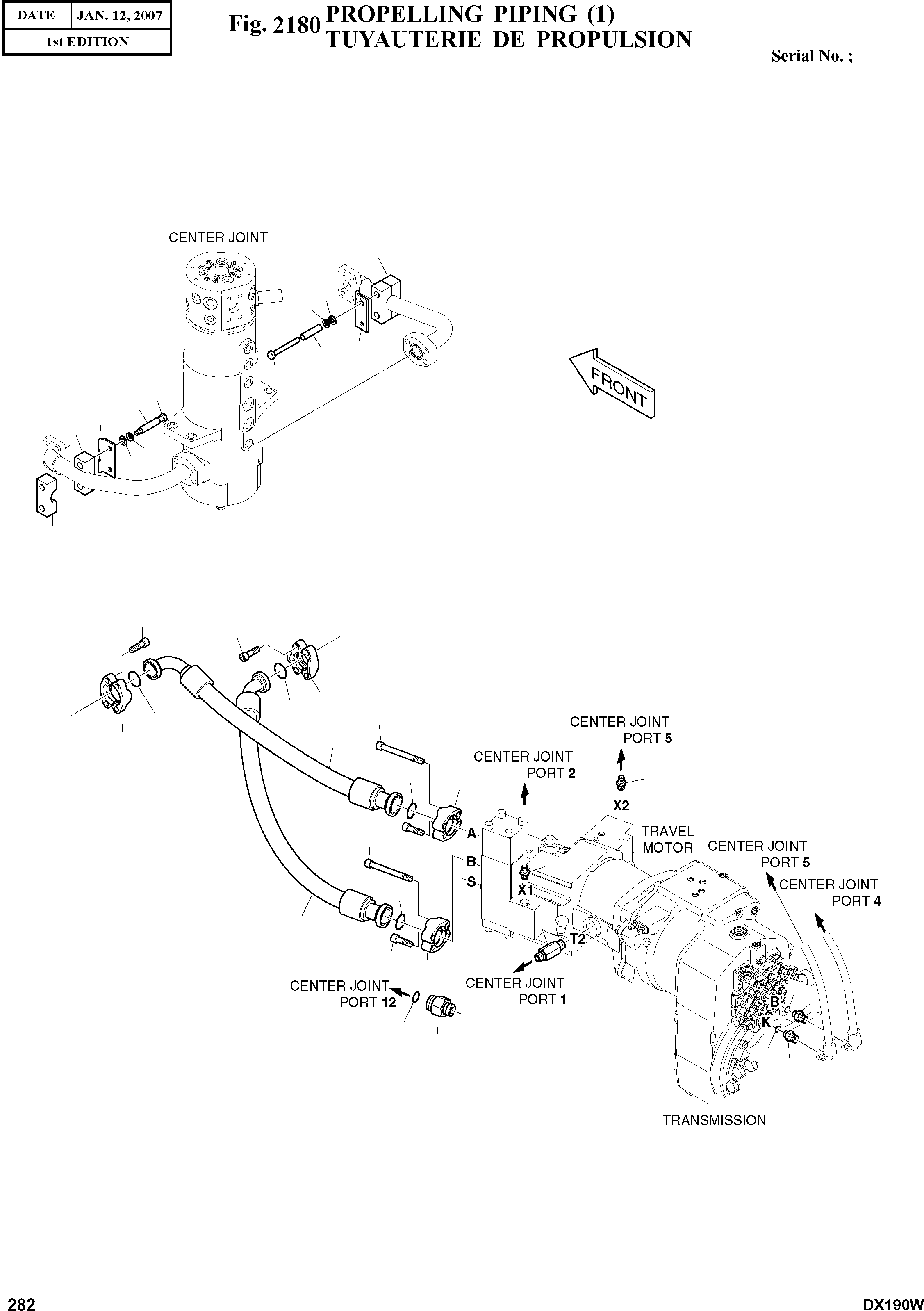 Other: DOOSAN-DAEWOO / DX190W(DX190W) / PROPELLING PIPING (1)(2180 : 2180)
