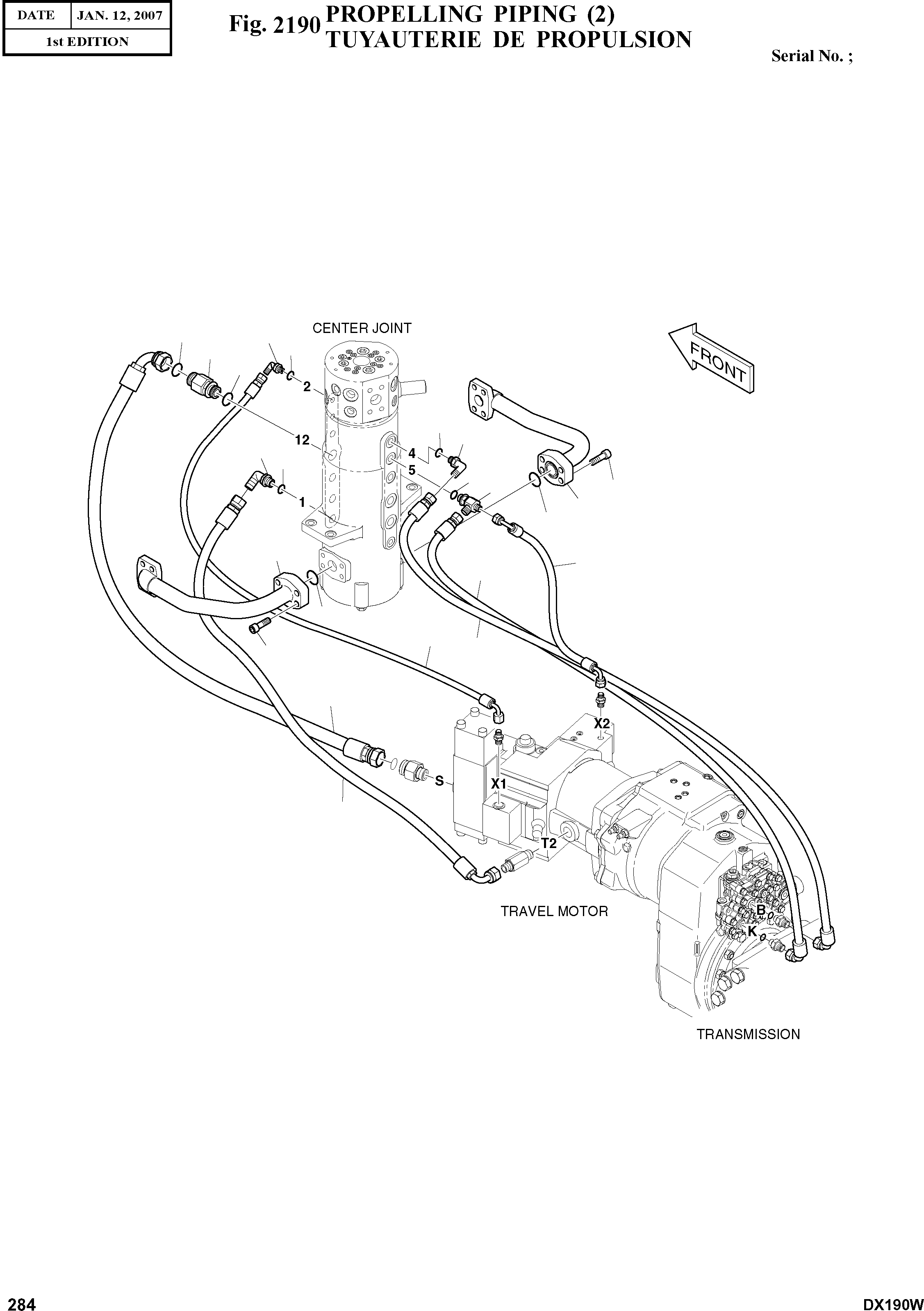 Other: DOOSAN-DAEWOO / DX190W(DX190W) / PROPELLING PIPING (2)(2190 : 2190)