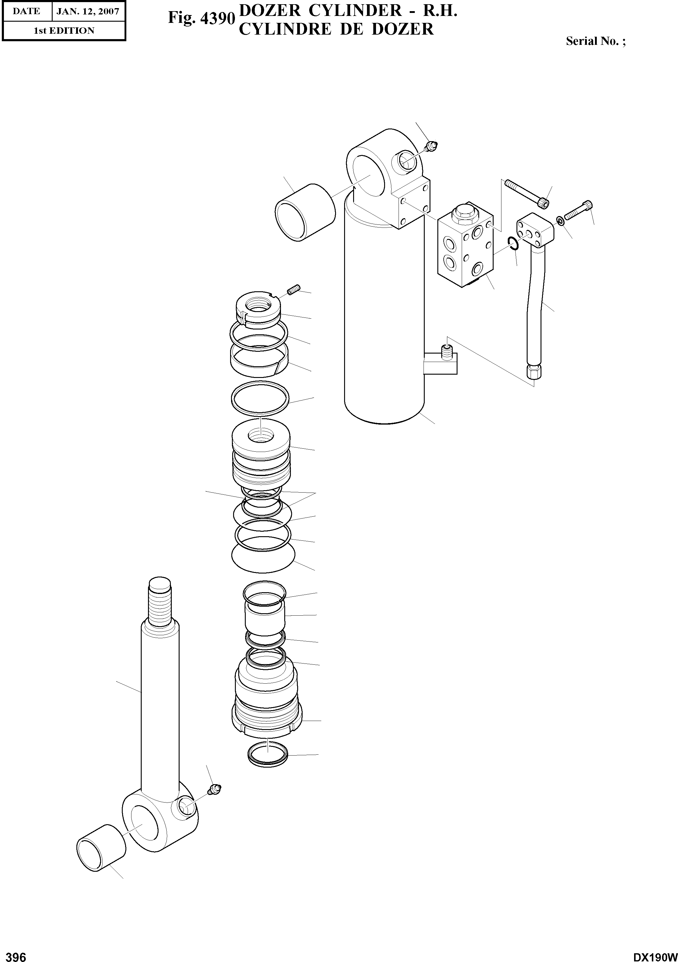 Other: DOOSAN-DAEWOO / DX190W(DX190W) / DOZER CYLINDER - R.H.(4390 : 4390)