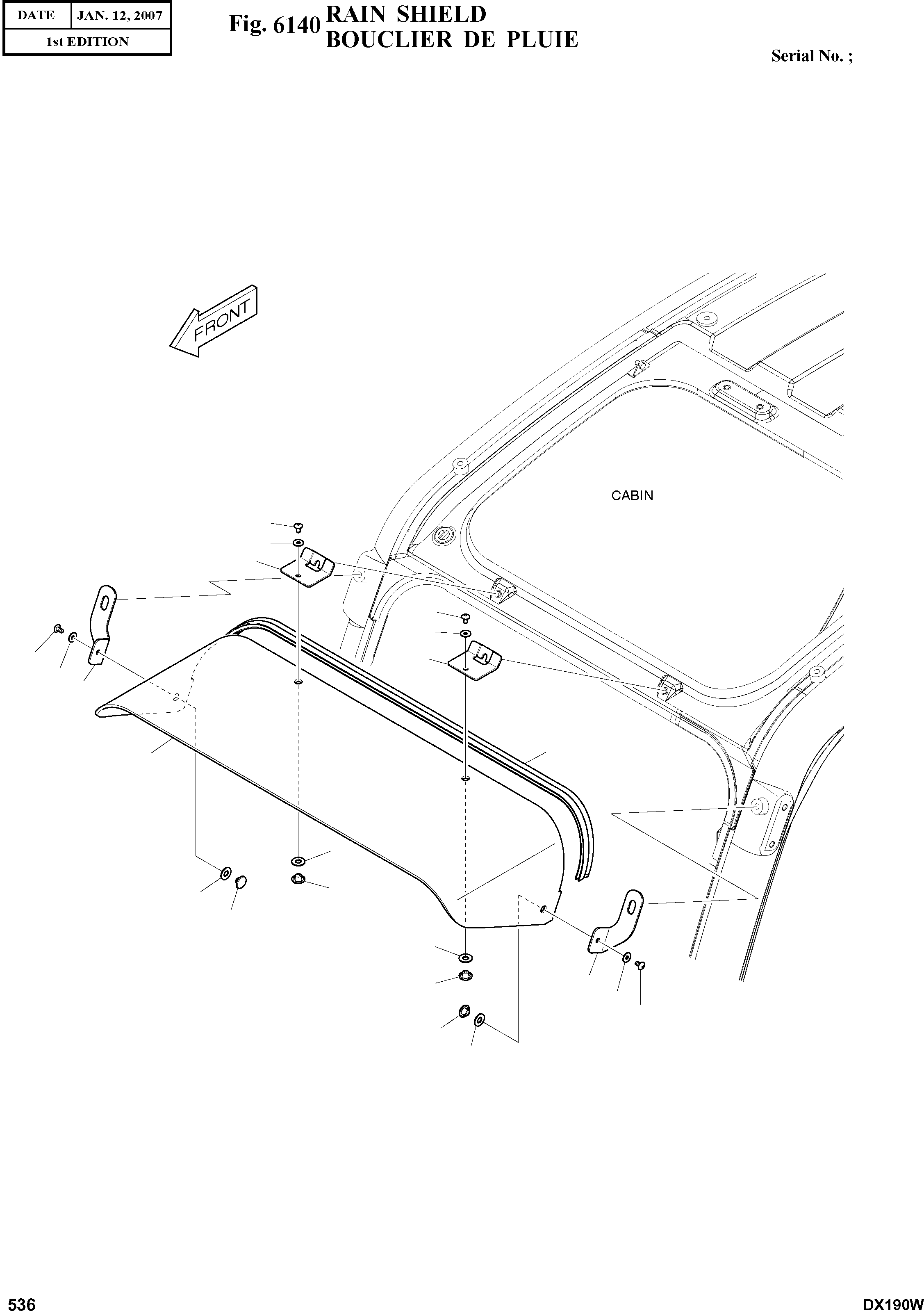 Other: DOOSAN-DAEWOO / DX190W(DX190W) / RAIN SHIELD(6140 : 6140)