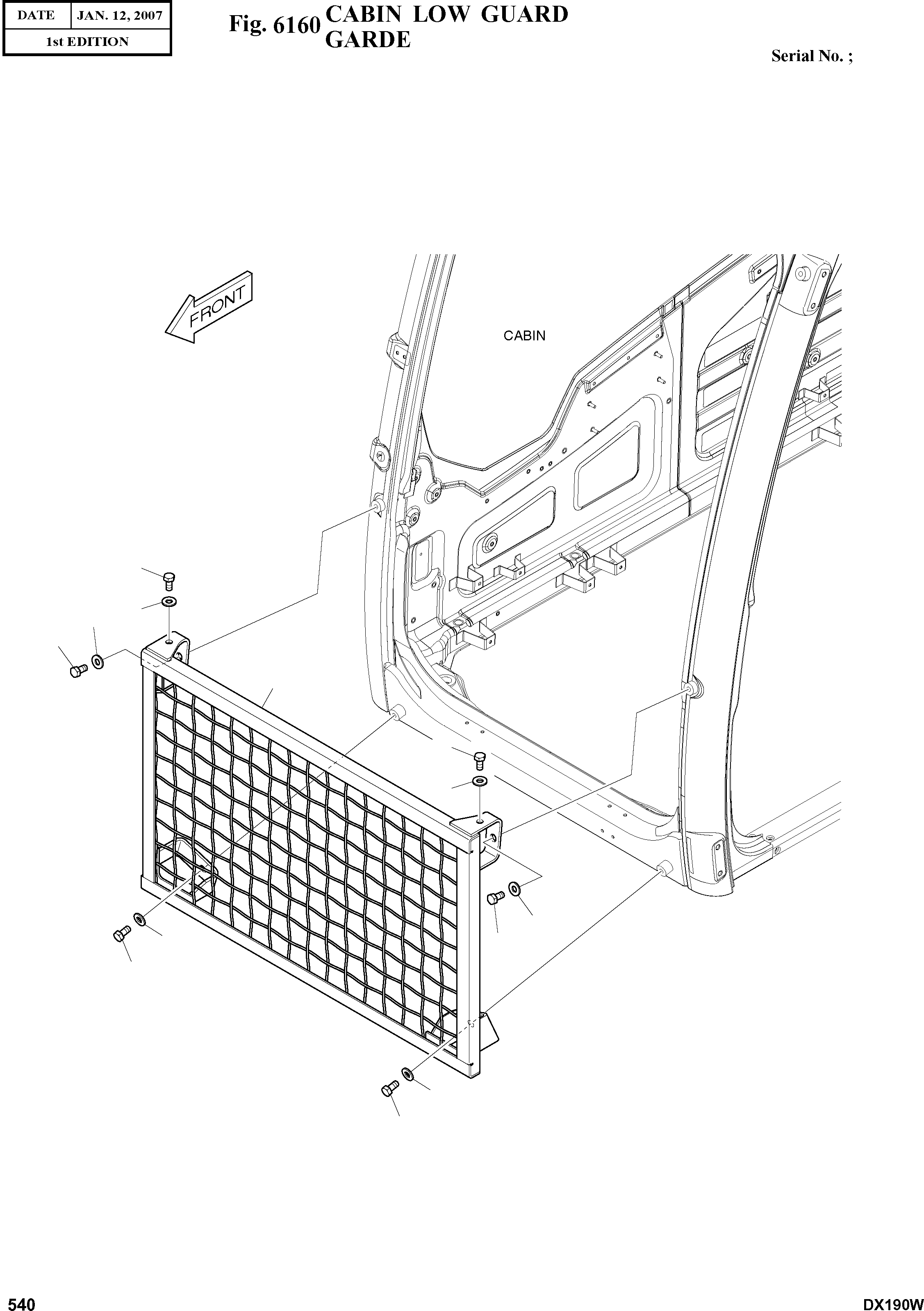 Other: DOOSAN-DAEWOO / DX190W(DX190W) / CABIN LOW GUARD(6160 : 6160)