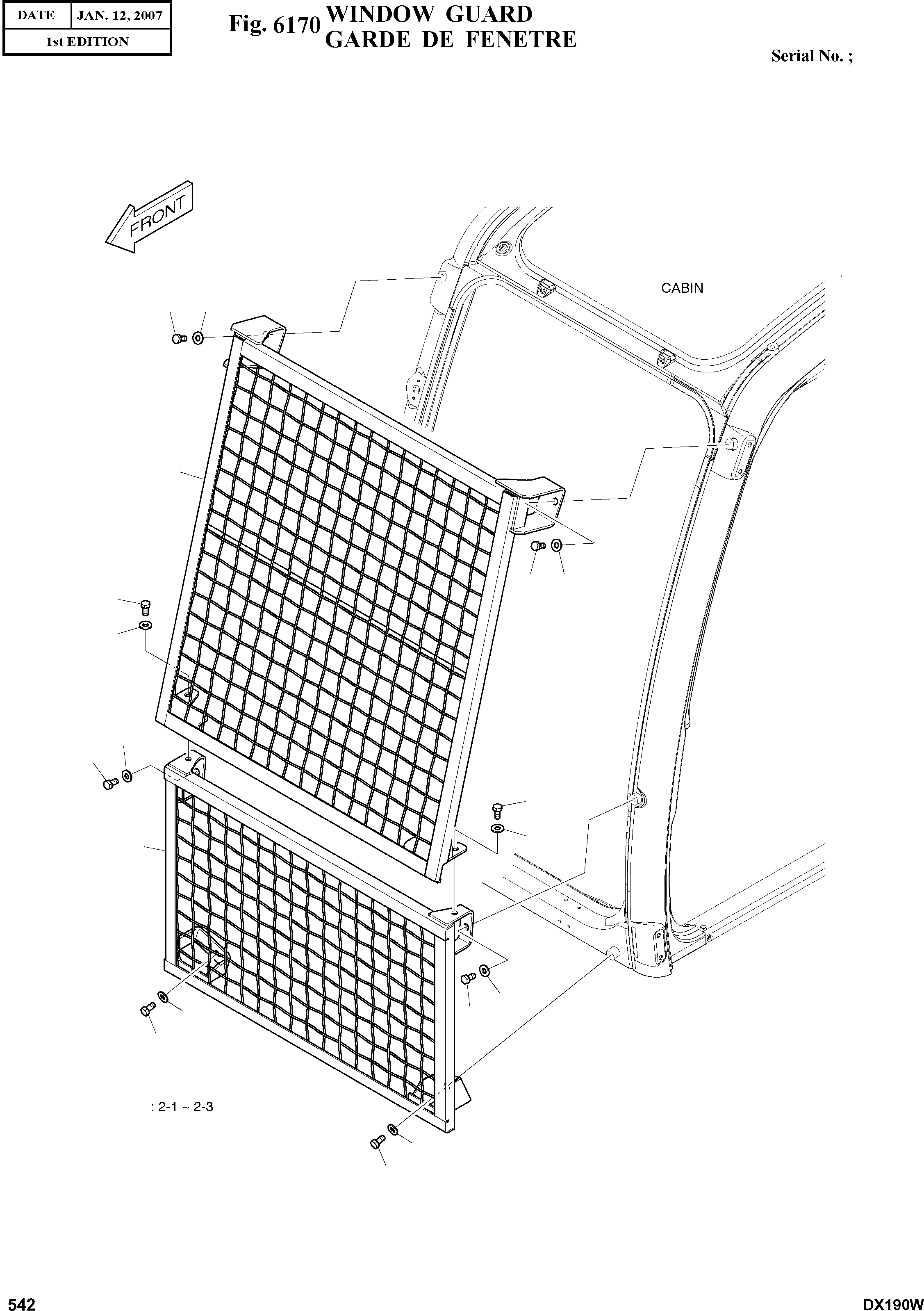 Other: DOOSAN-DAEWOO / DX190W(DX190W) / WINDOW GUARD(6170 : 6170)