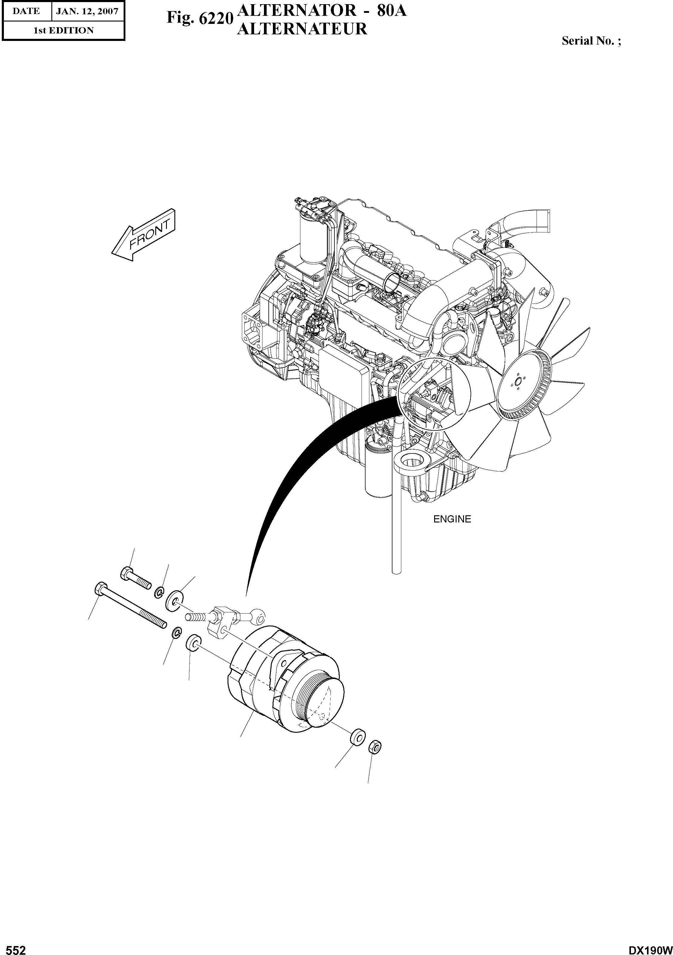 Other: DOOSAN-DAEWOO / DX190W(DX190W) / ALTERNATOR - 80A(6220 : 6220)