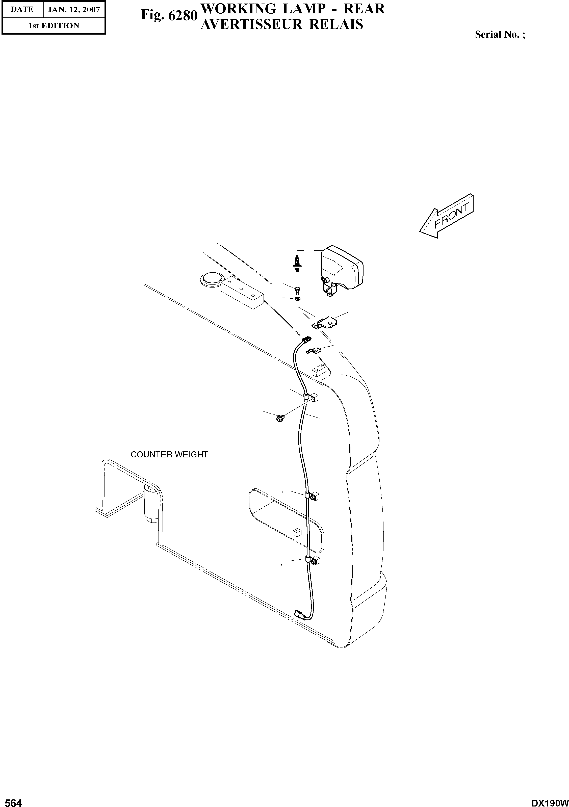 Other: DOOSAN-DAEWOO / DX190W(DX190W) / WORKING LAMP - REAR(6280 : 6280)