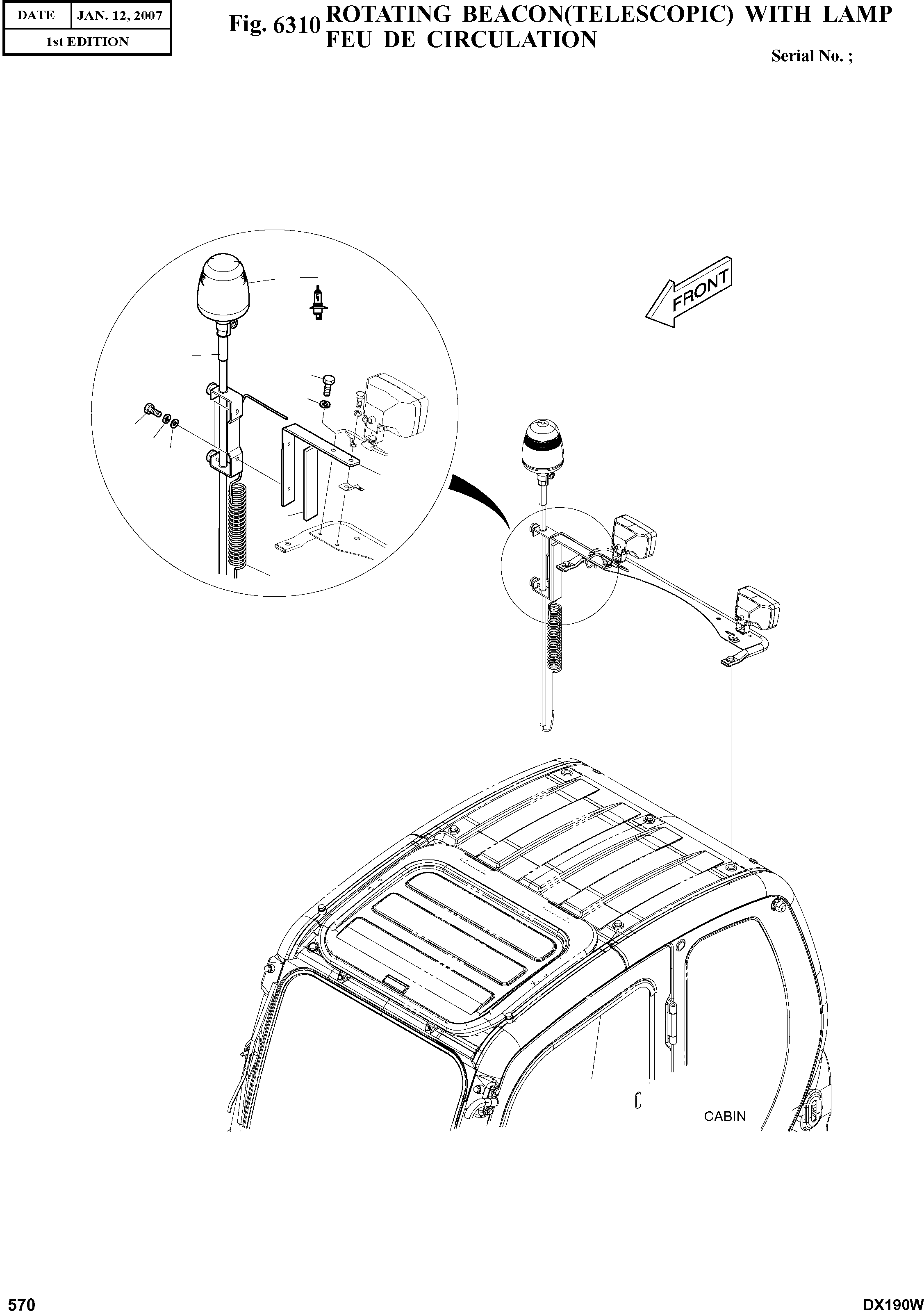 Other: DOOSAN-DAEWOO / DX190W(DX190W) / ROTATING BEACON(TELESCOPIC) WITH LAMP(6310 : 6310)