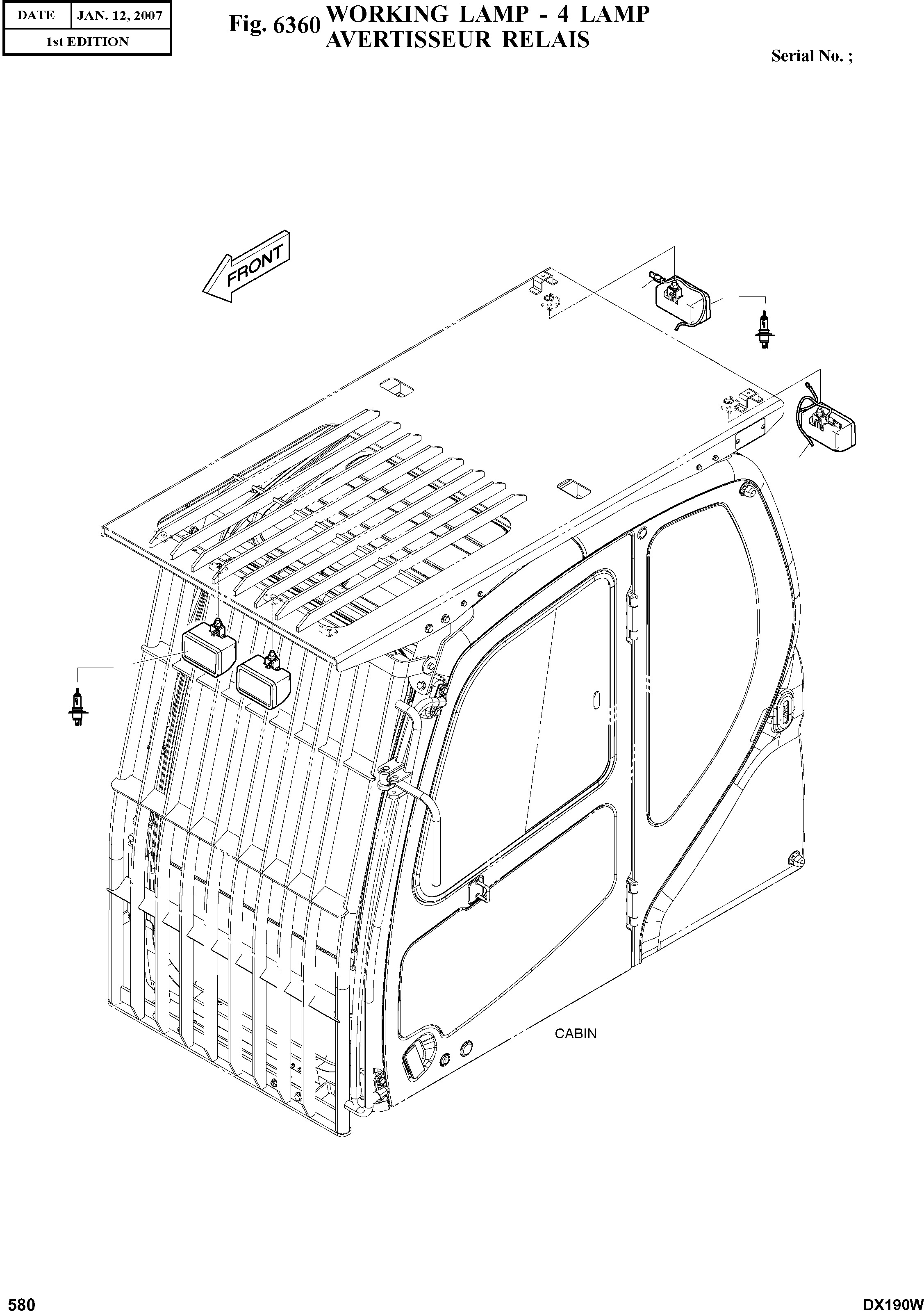 Other: DOOSAN-DAEWOO / DX190W(DX190W) / WORKING LAMP - 4 LAMP(6360 : 6360)