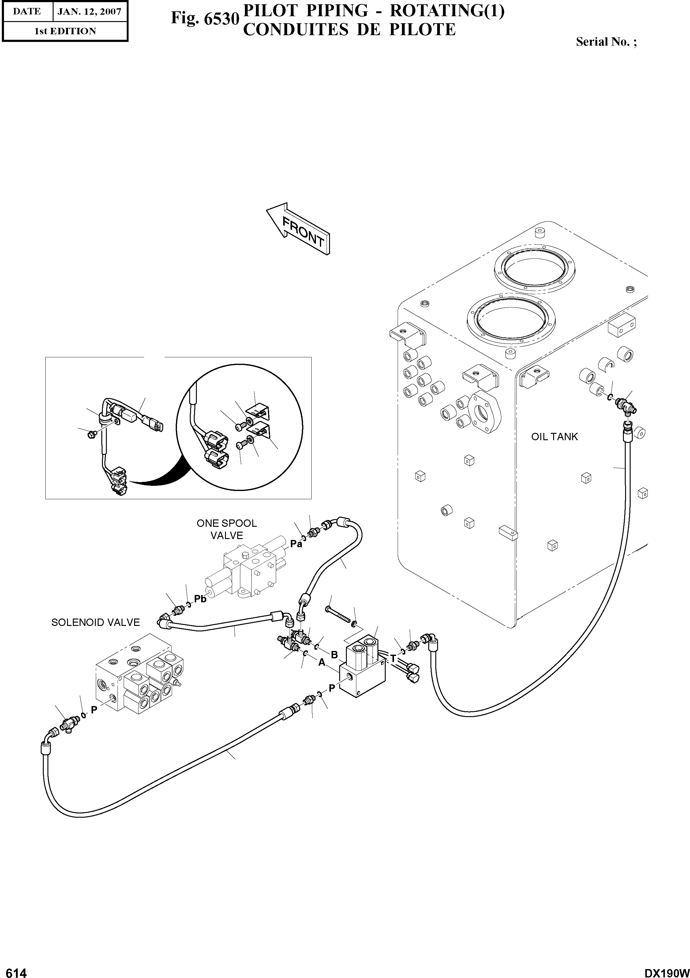 Other: DOOSAN-DAEWOO / DX190W(DX190W) / PILOT PIPING - ROTATING(1)(6530 : 6530)