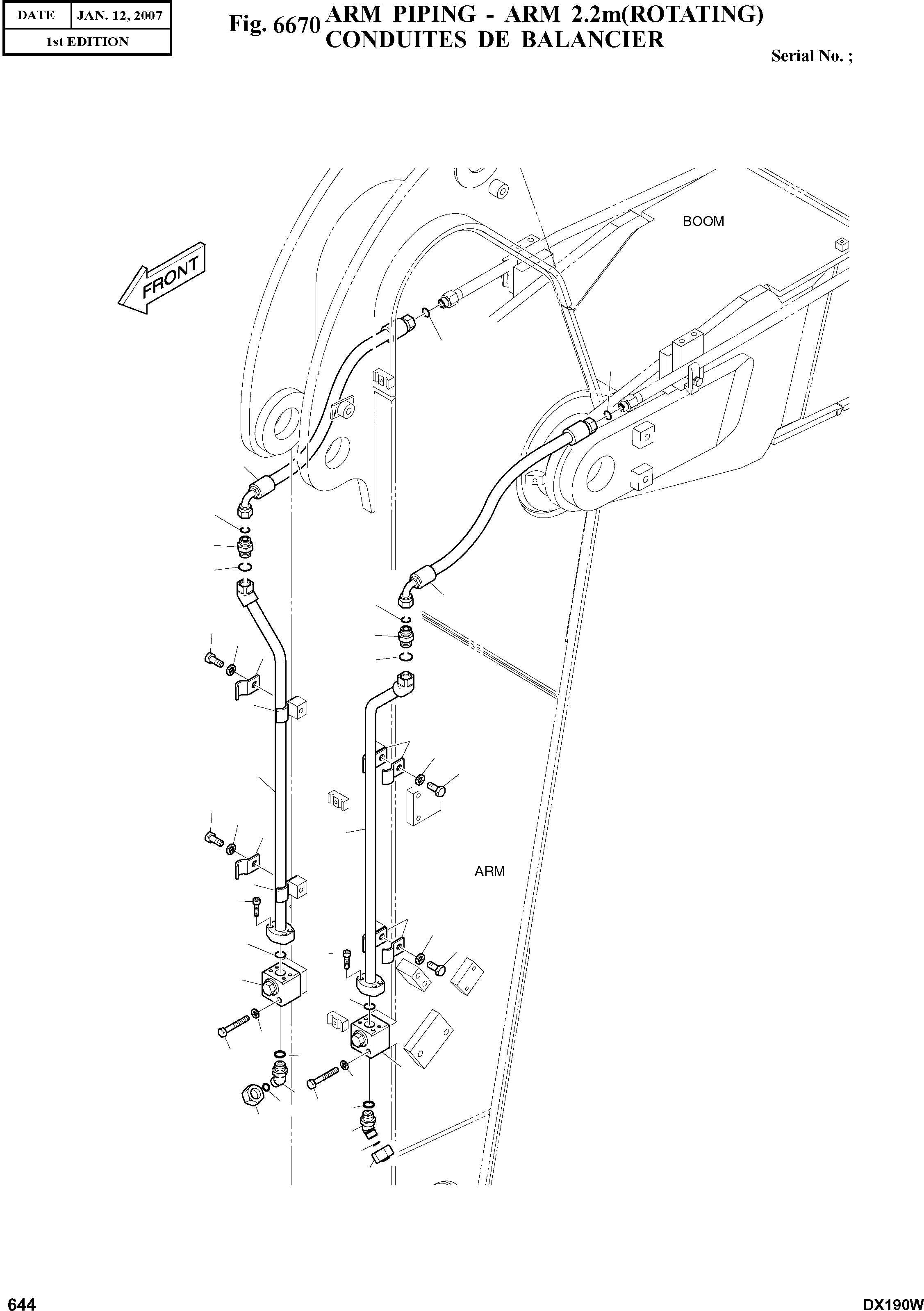 Other: DOOSAN-DAEWOO / DX190W(DX190W) / ARM PIPING - ARM 2.2m(ROTATING)(6670 : 6670)