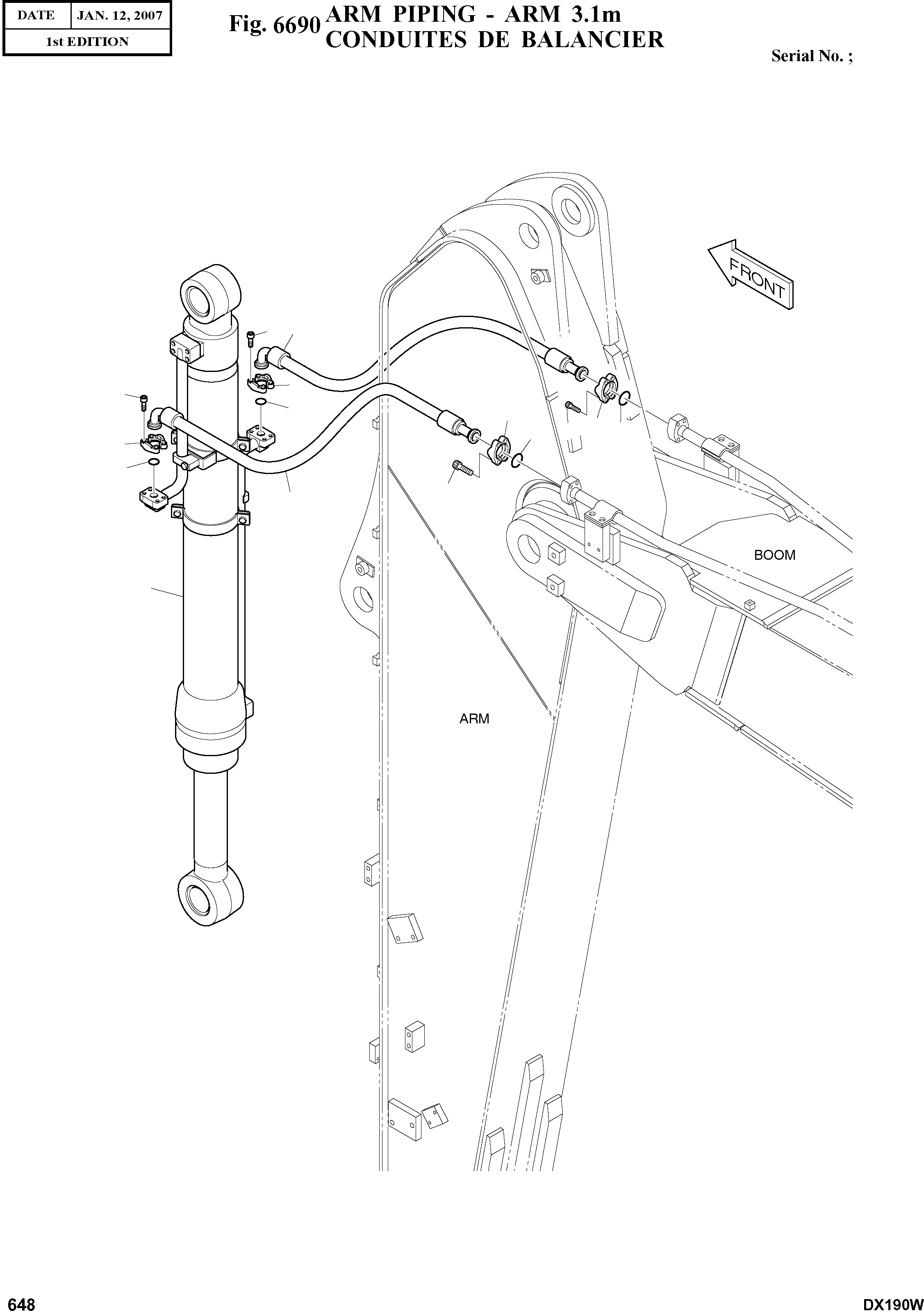 Other: DOOSAN-DAEWOO / DX190W(DX190W) / ARM PIPING - ARM 3.1m(6690 : 6690)