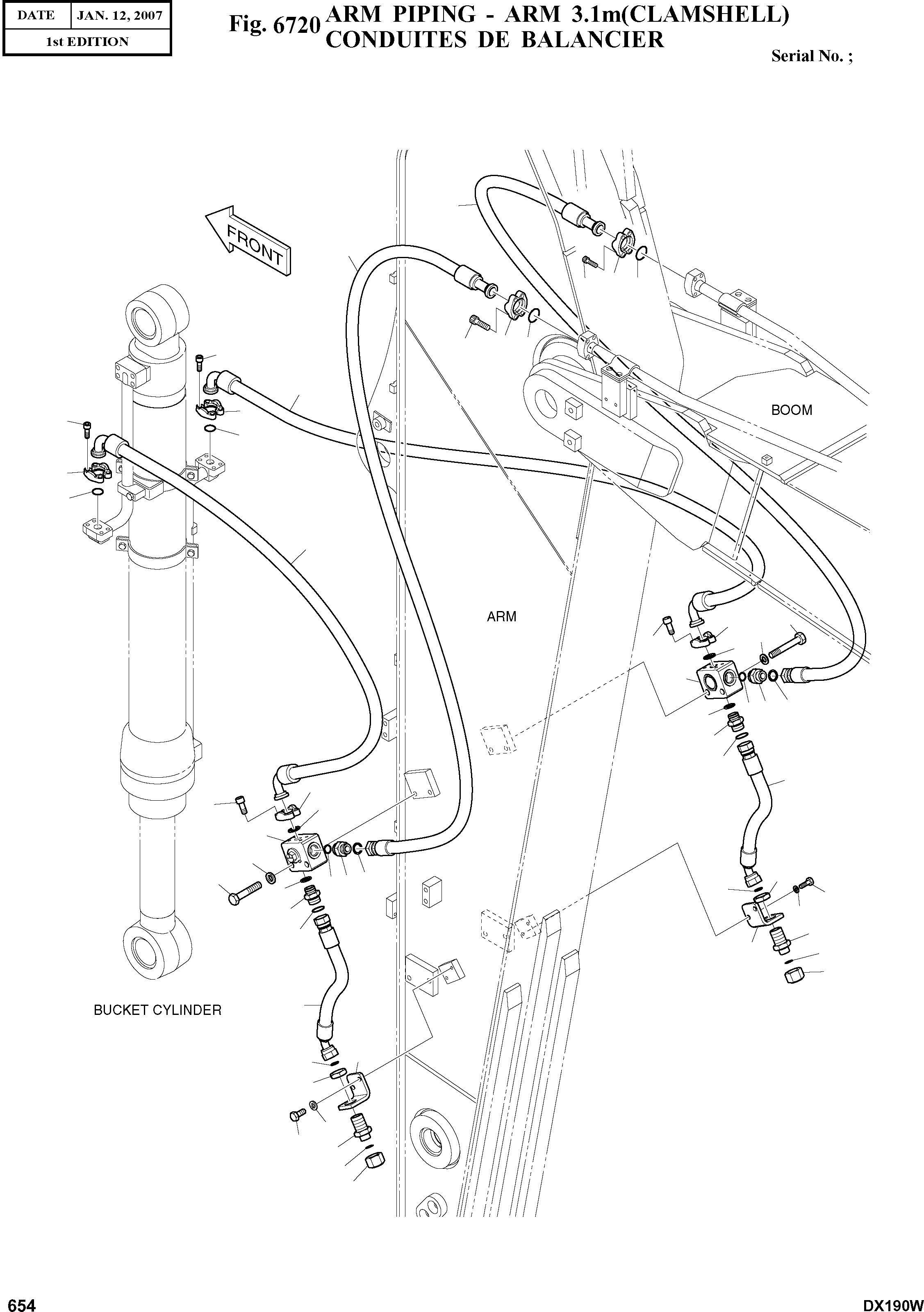 Other: DOOSAN-DAEWOO / DX190W(DX190W) / ARM PIPING - ARM 3.1m(CLAMSHELL)(6720 : 6720)