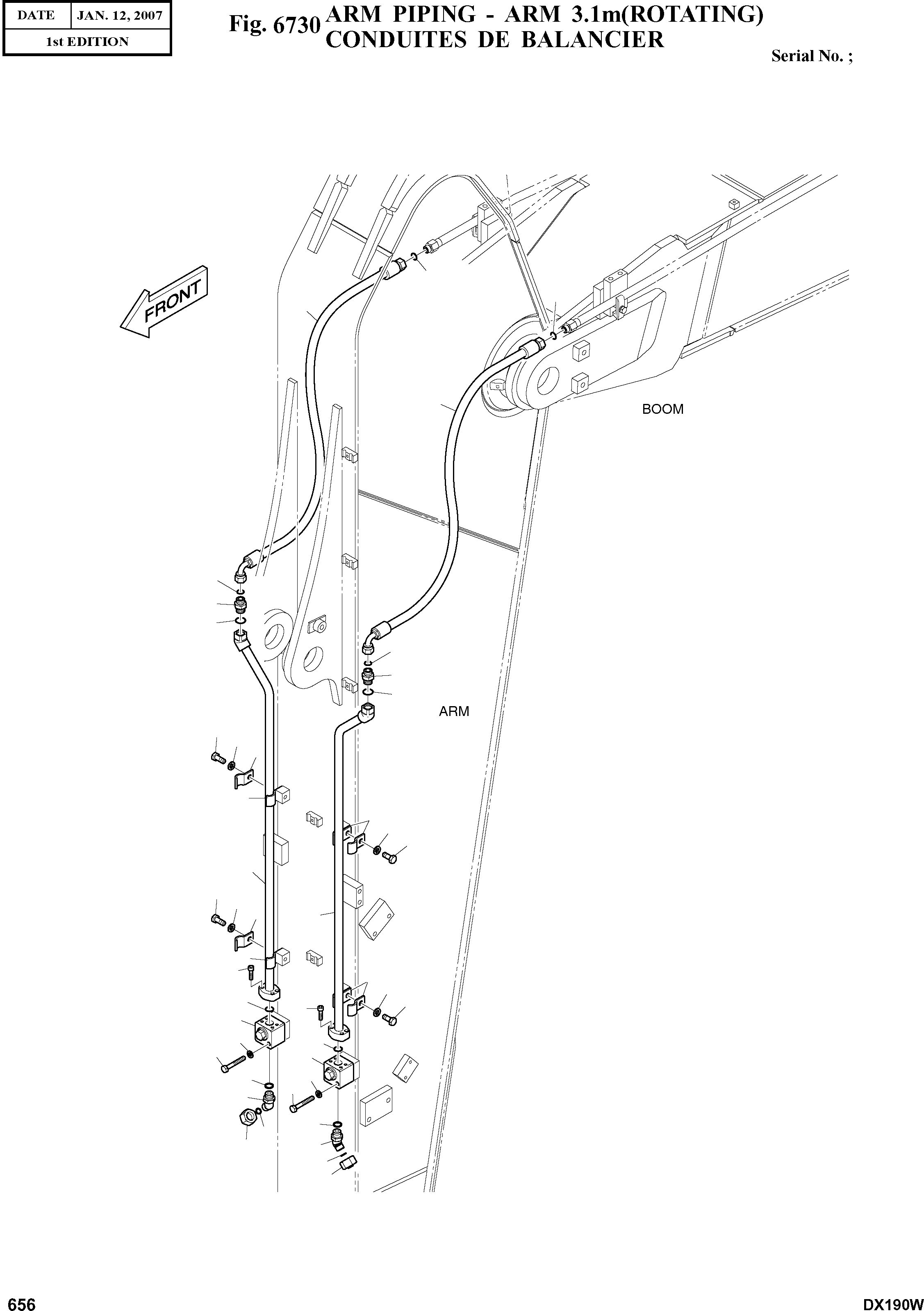 Other: DOOSAN-DAEWOO / DX190W(DX190W) / ARM PIPING - ARM 3.1m(ROTATING)(6730 : 6730)