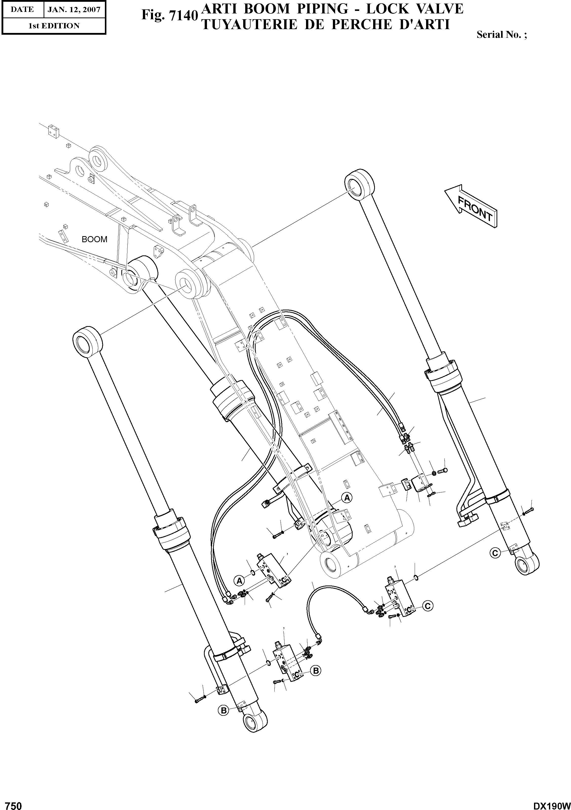 Other: DOOSAN-DAEWOO / DX190W(DX190W) / ARTI BOOM PIPING - LOCK VALVE(7140 : 7140)