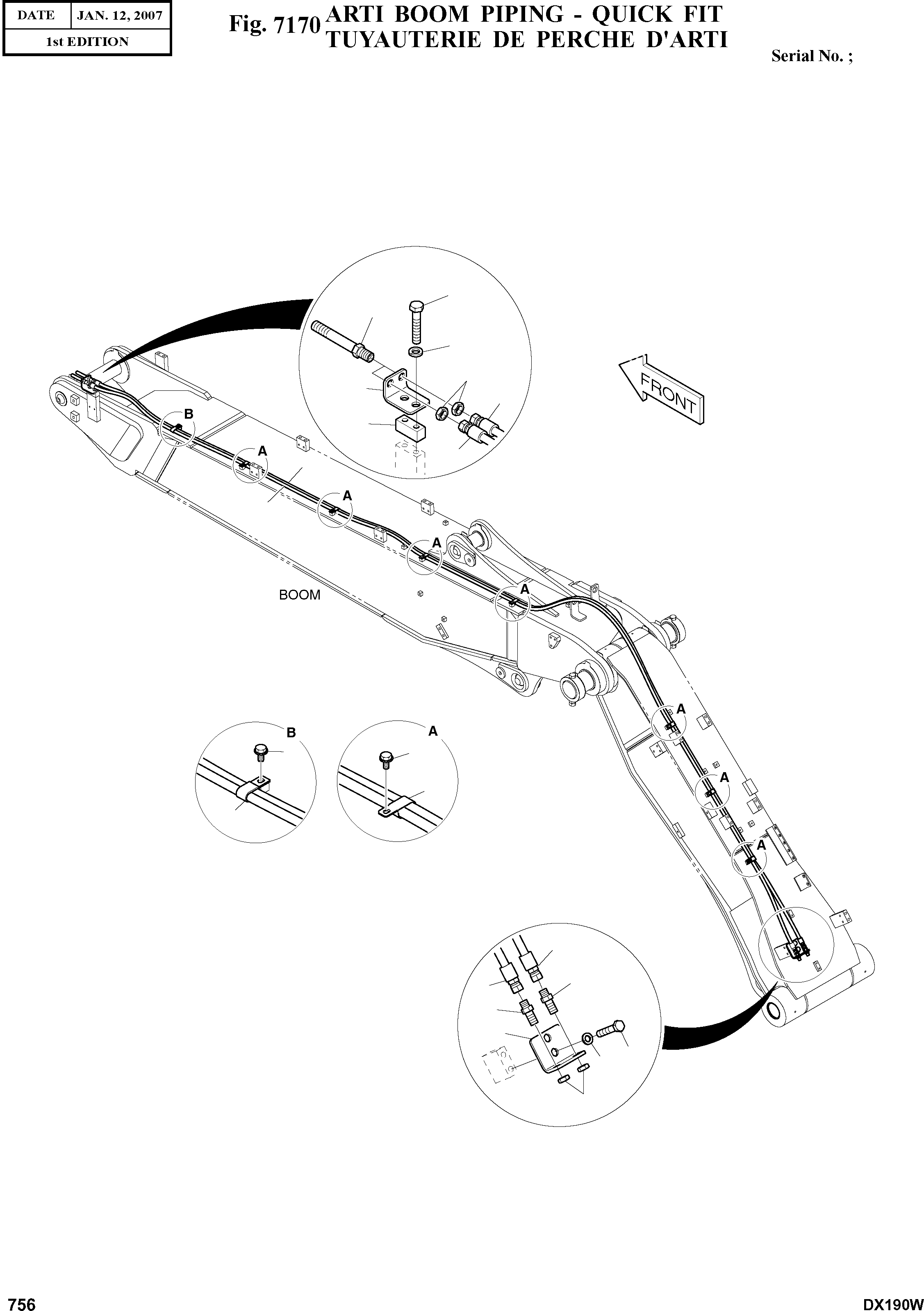 Other: DOOSAN-DAEWOO / DX190W(DX190W) / ARTI BOOM PIPING - QUICK FIT(7170 : 7170)