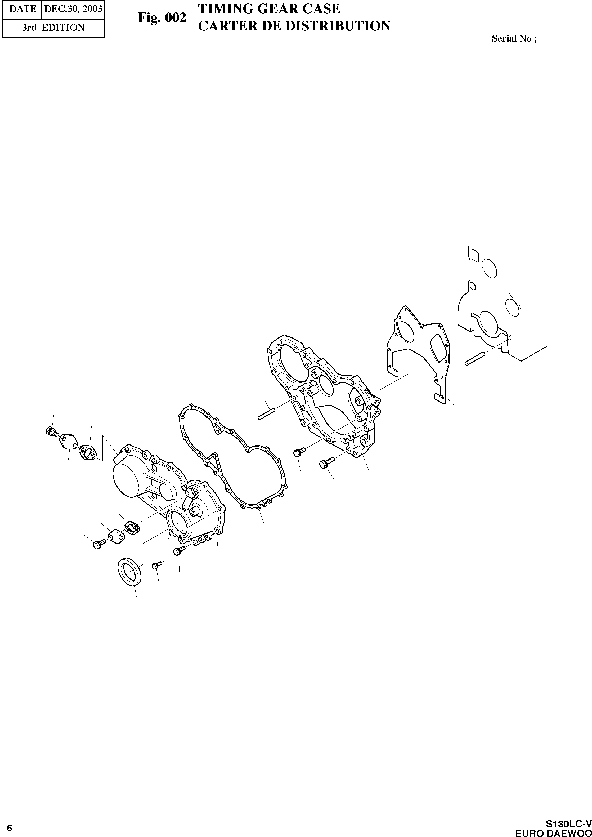 Other: DOOSAN-DAEWOO / SOLAR 130LC-V - DIEU(E130LC-V) / TIMING GEAR CASE(002 : 002)