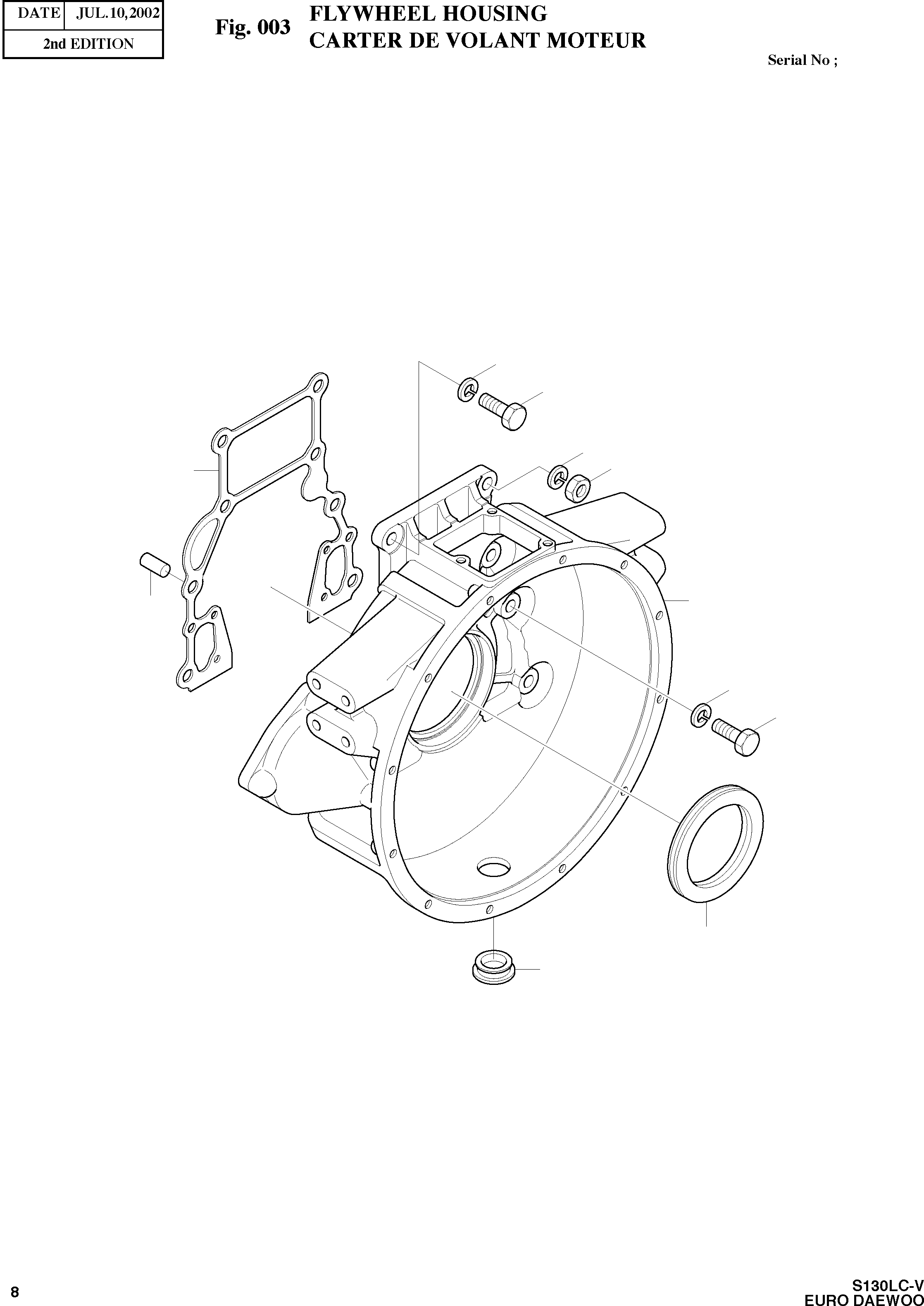 Other: DOOSAN-DAEWOO / SOLAR 130LC-V - DIEU(E130LC-V) / FLYWHEEL HOUSING(003 : 003)