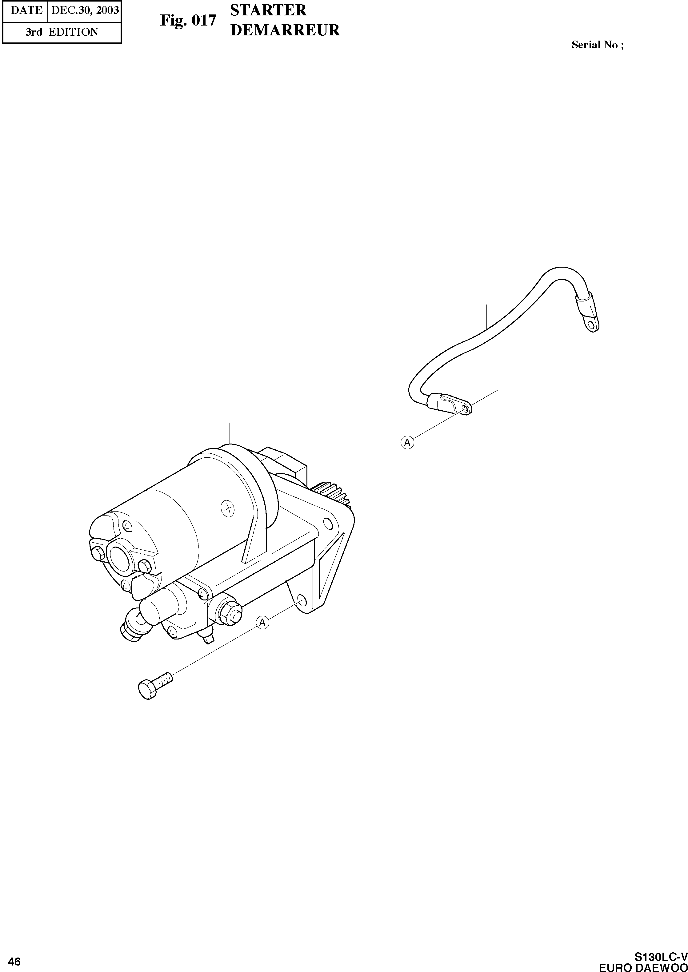 Other: DOOSAN-DAEWOO / SOLAR 130LC-V - DIEU(E130LC-V) / STARTER(017 : 017)