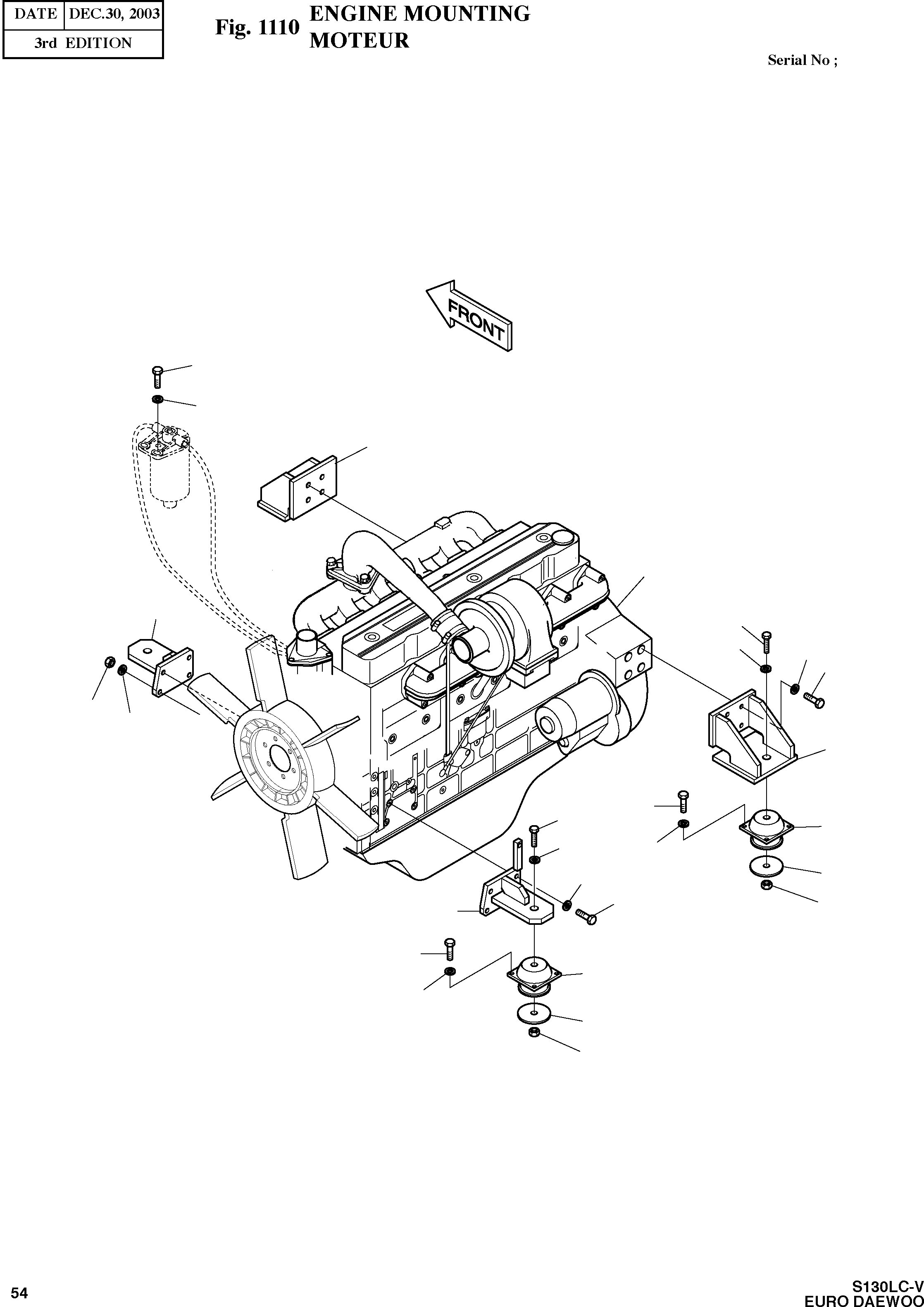 Other: DOOSAN-DAEWOO / SOLAR 130LC-V - DIEU(E130LC-V) / ENGINE MOUNTING(1110 : 1110)