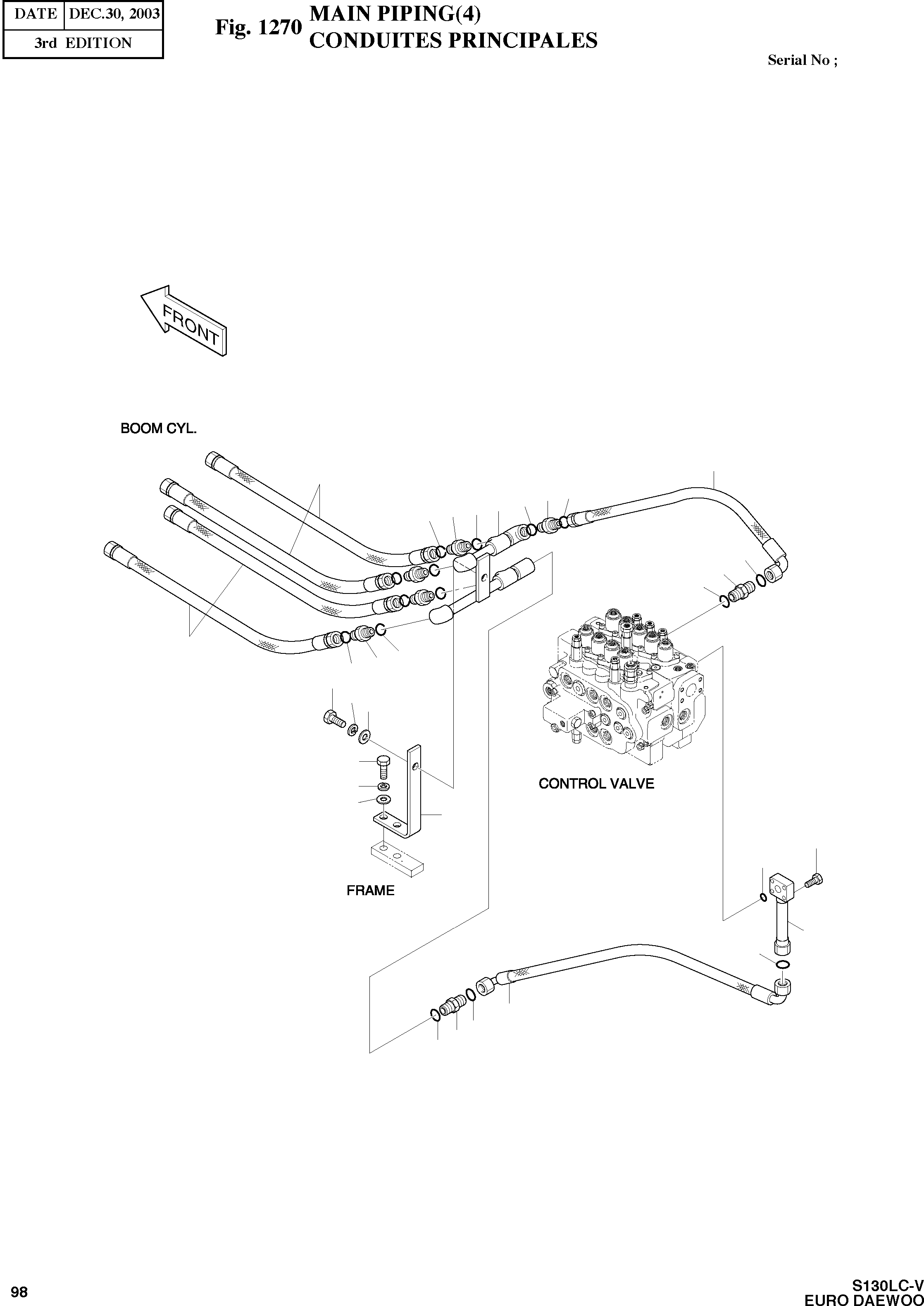 Other: DOOSAN-DAEWOO / SOLAR 130LC-V - DIEU(E130LC-V) / MAIN PIPING(4)(1270 : 1270)