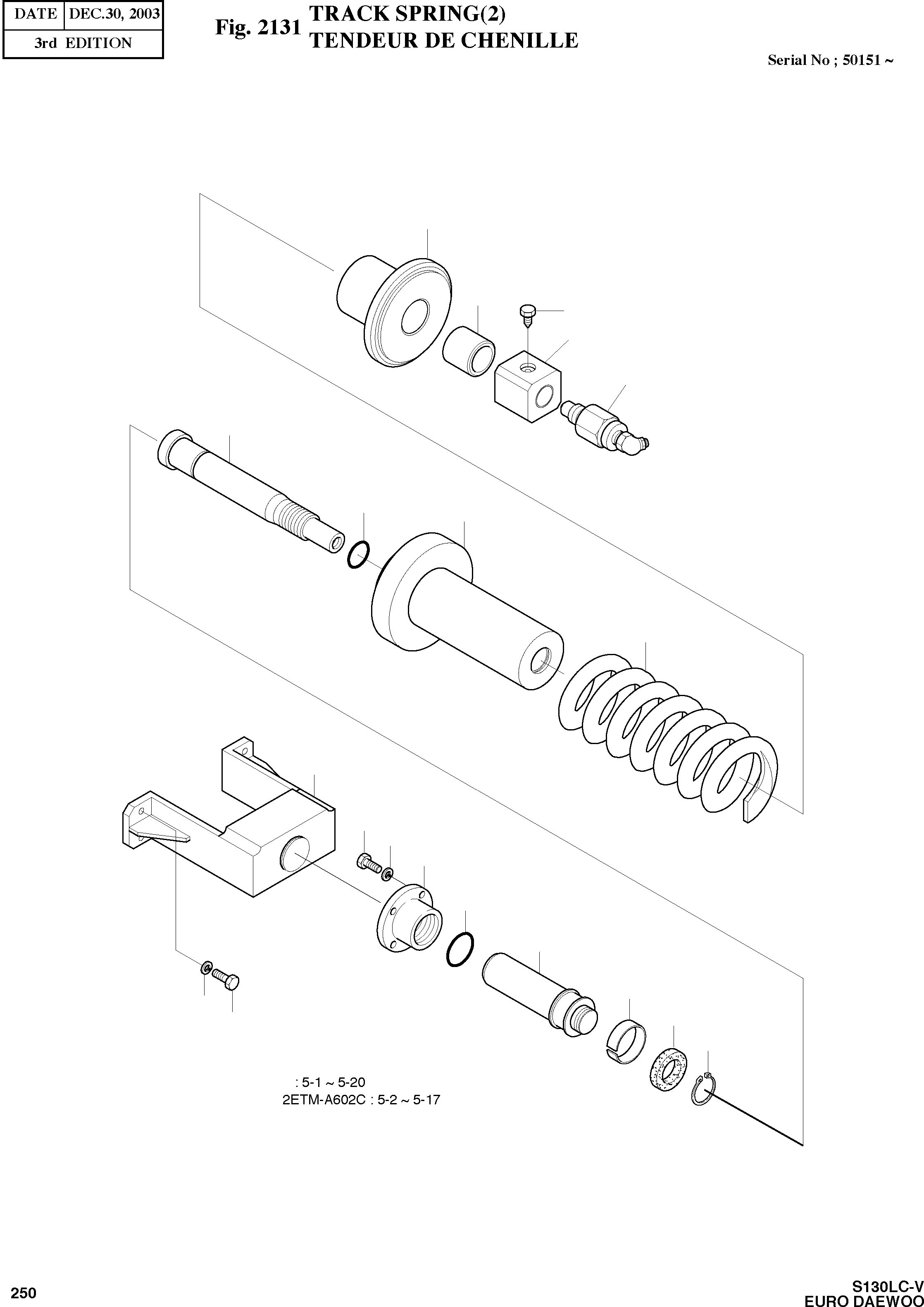 Other: DOOSAN-DAEWOO / SOLAR 130LC-V - DIEU(E130LC-V) / TRACK SPRING(2)(2131 : 2131)