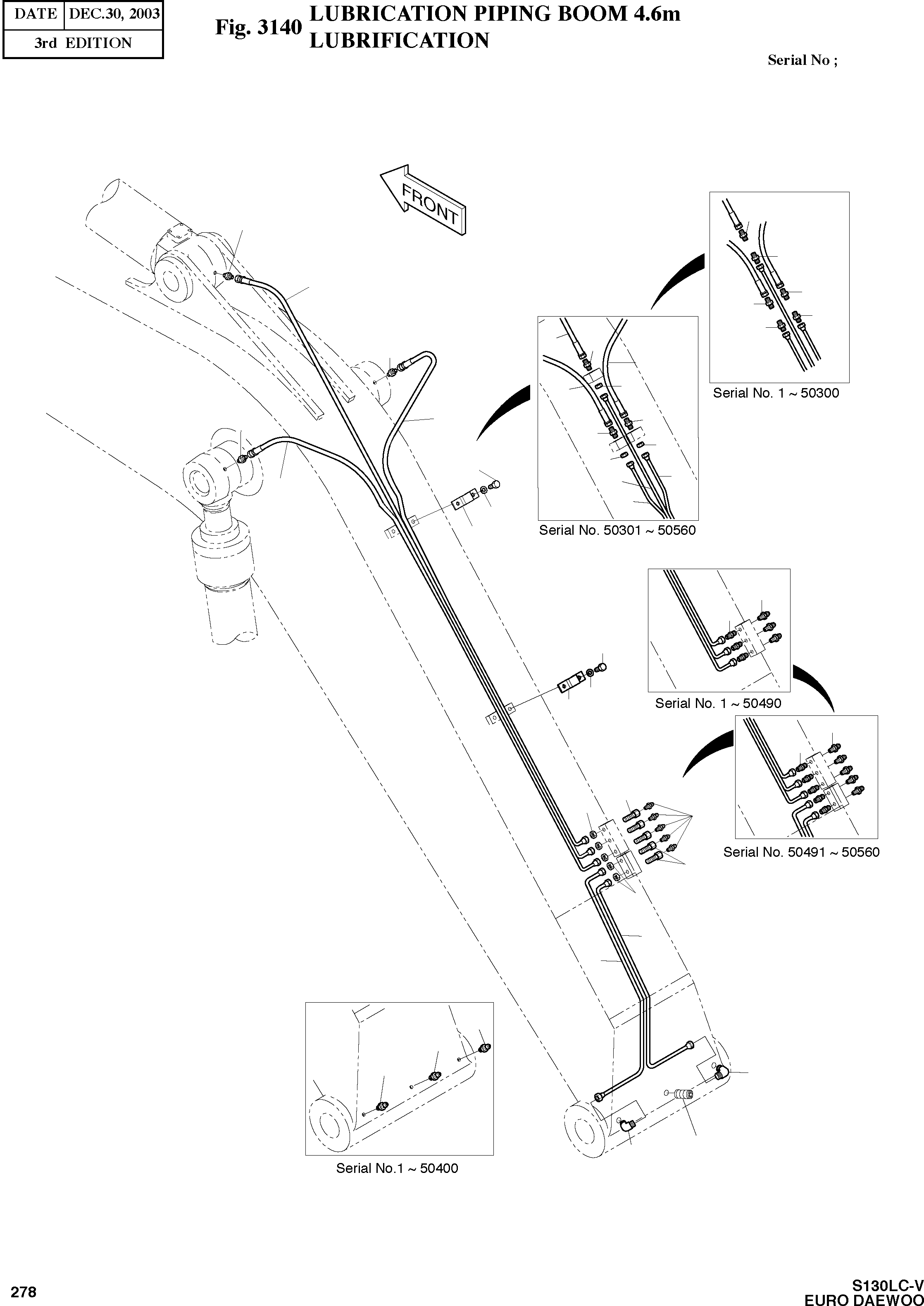 Other: DOOSAN-DAEWOO / SOLAR 130LC-V - DIEU(E130LC-V) / LUBRICATION PIPING BOOM 4.6m(3140 : 3140)