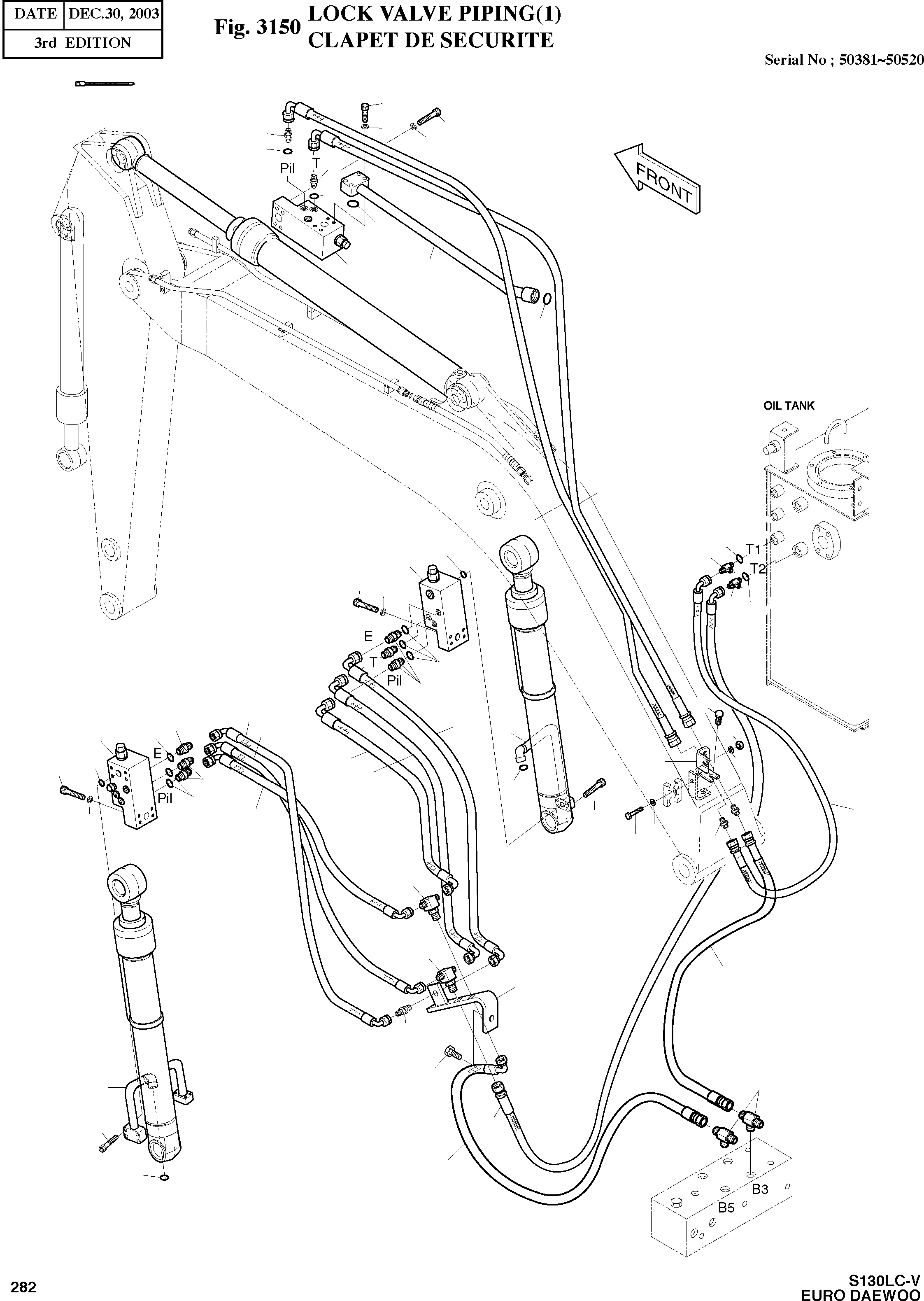 Other: DOOSAN-DAEWOO / SOLAR 130LC-V - DIEU(E130LC-V) / LOCK VALVE PIPING(1)(3150 : 3150)