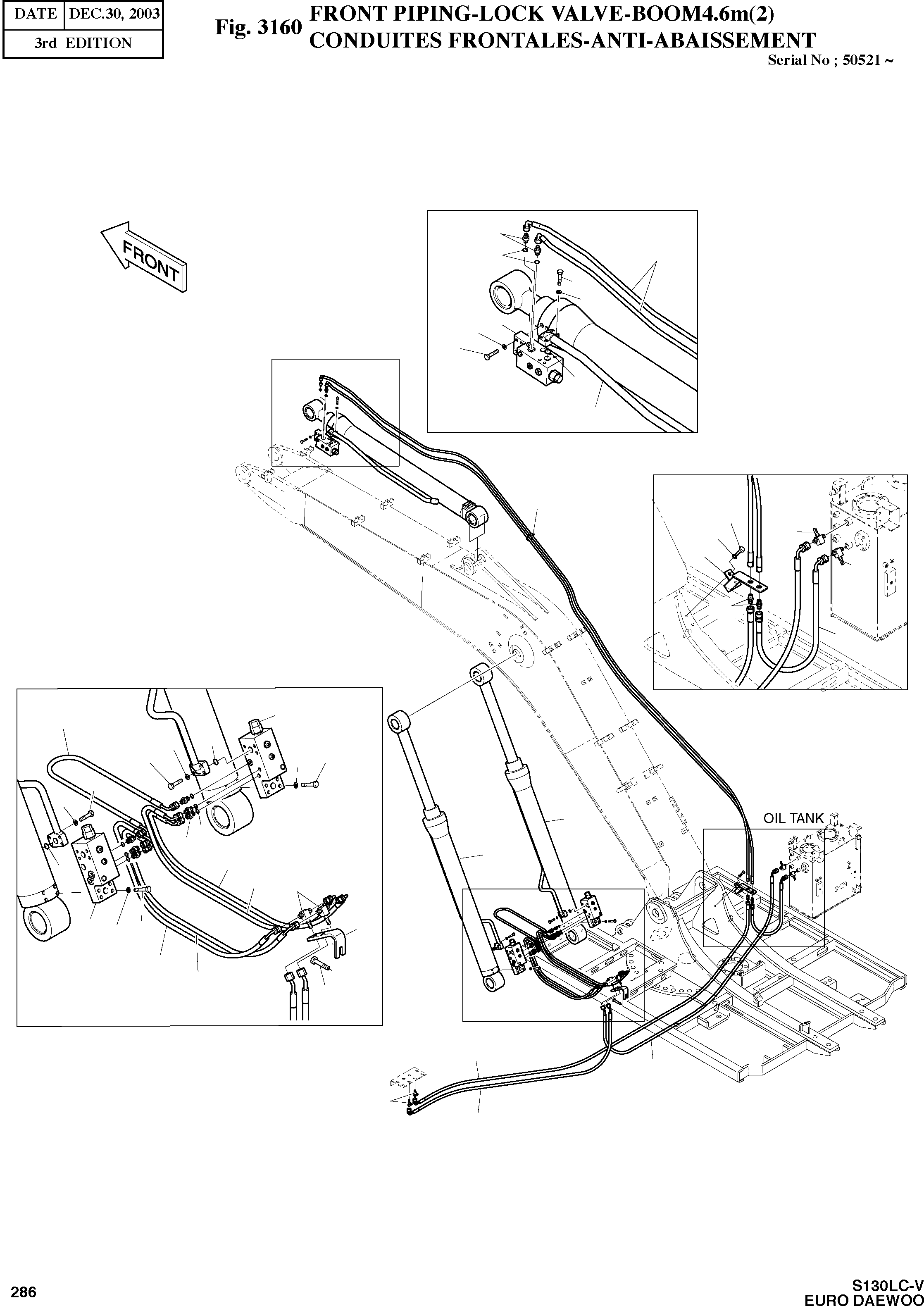 Other: DOOSAN-DAEWOO / SOLAR 130LC-V - DIEU(E130LC-V) / FRONT PIPING-LOCK VALVE-BOOM4.6m(2)(3160 : 3160)