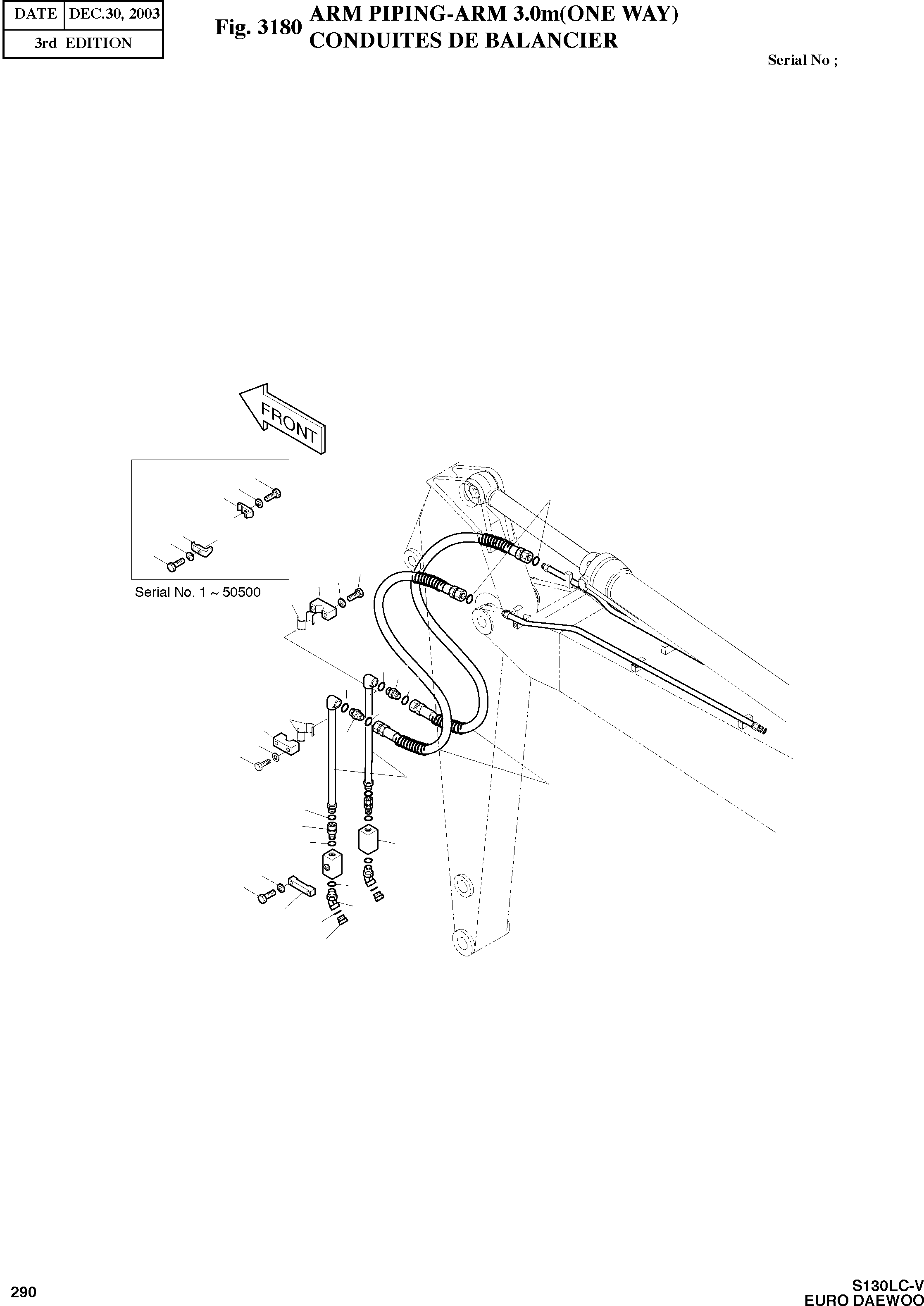 Other: DOOSAN-DAEWOO / SOLAR 130LC-V - DIEU(E130LC-V) / ARM PIPING-ARM 3.0m(ONE WAY)(3180 : 3180)