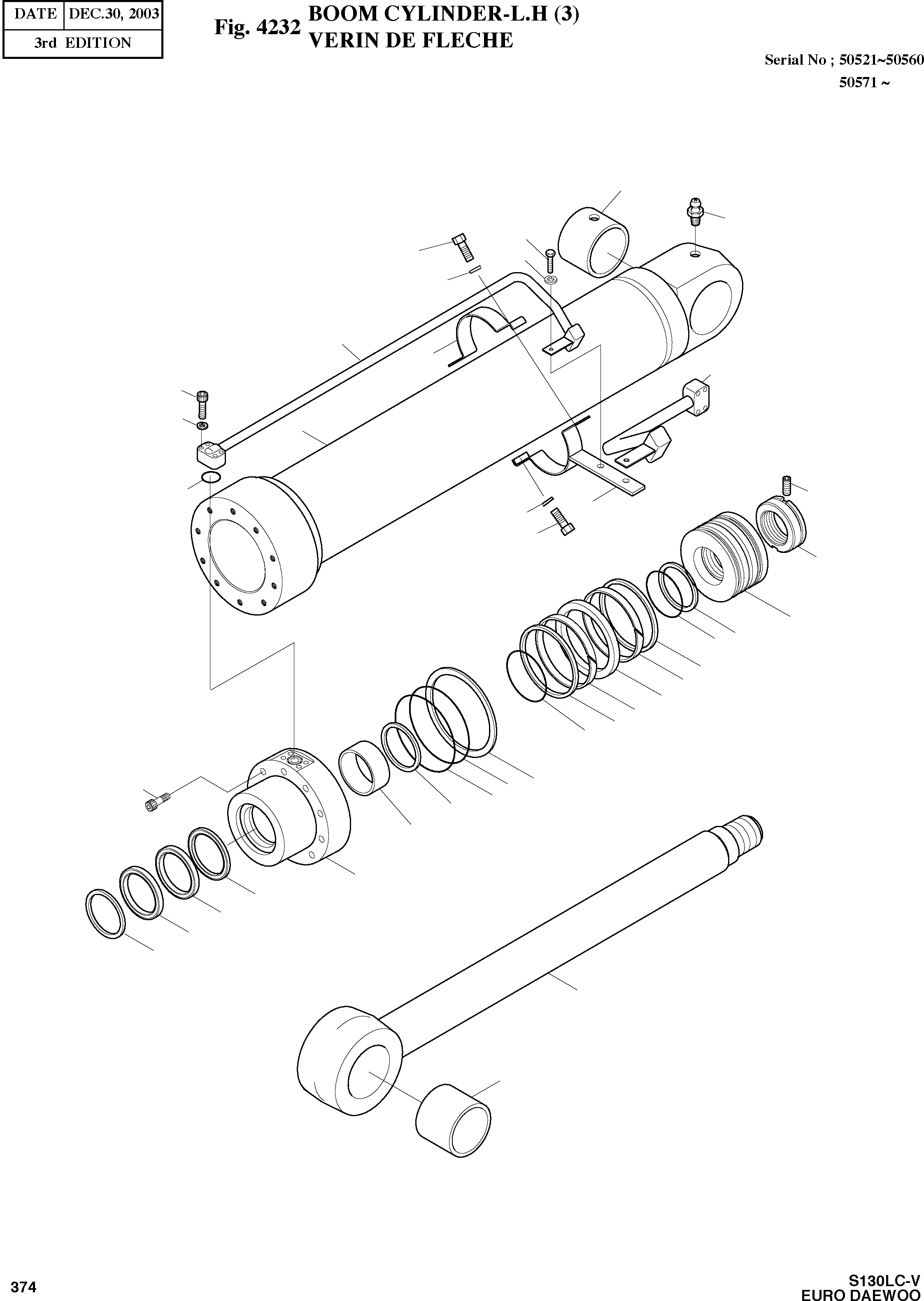 Other: DOOSAN-DAEWOO / SOLAR 130LC-V - DIEU(E130LC-V) / BOOM CYLINDER-L.H (3)(4232 : 4232)