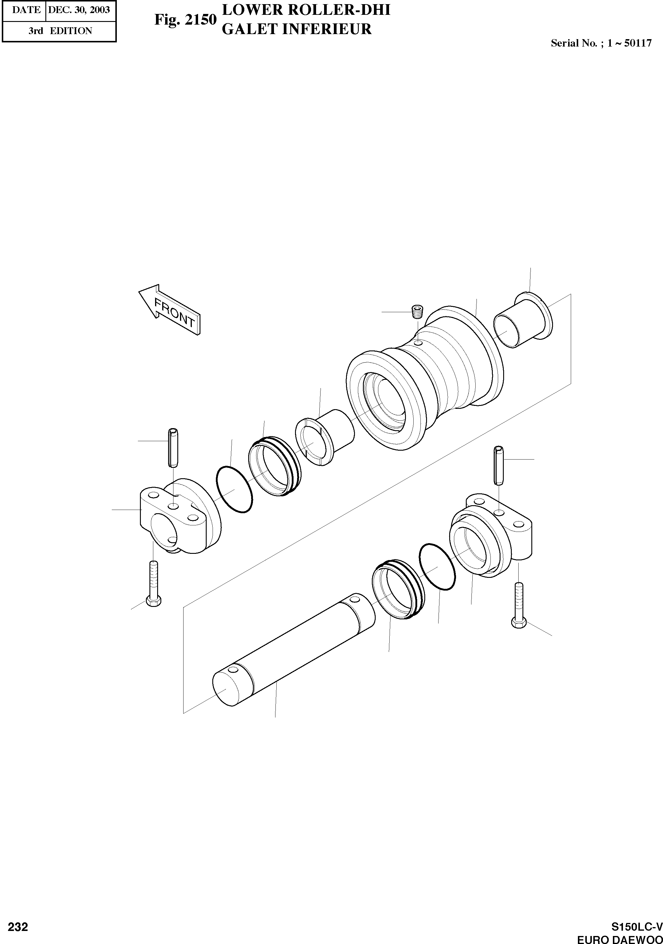 Other: DOOSAN-DAEWOO / SOLAR 150LC-V - DIEU(E150LC-V) / LOWER ROLLER-DHI(2150 : 2150)