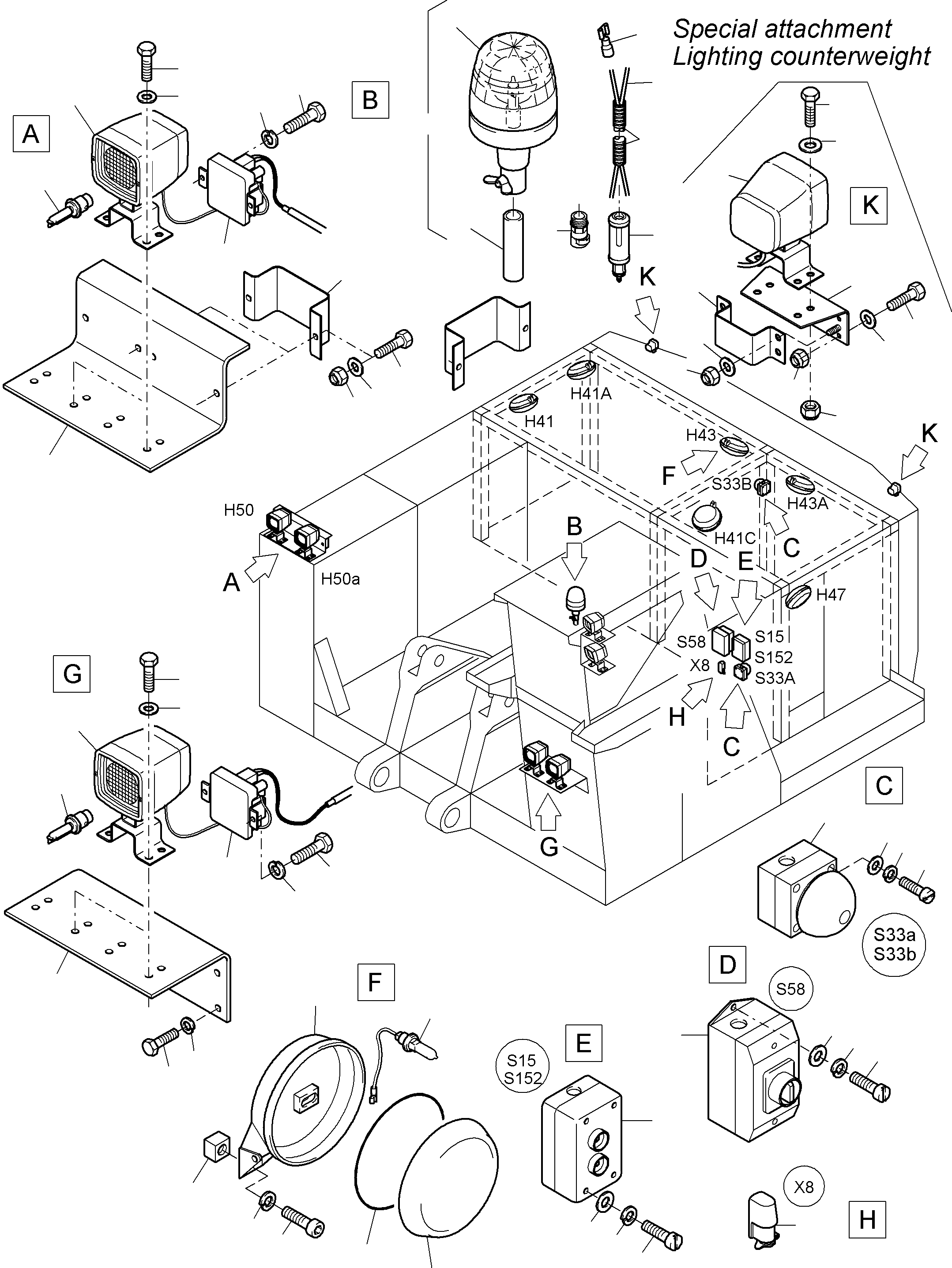 Excavators Mining Komatsu / PC3000-6 S/N 06253(G06253) / Lighting Equipment(485-2106c : 485-2106c)
