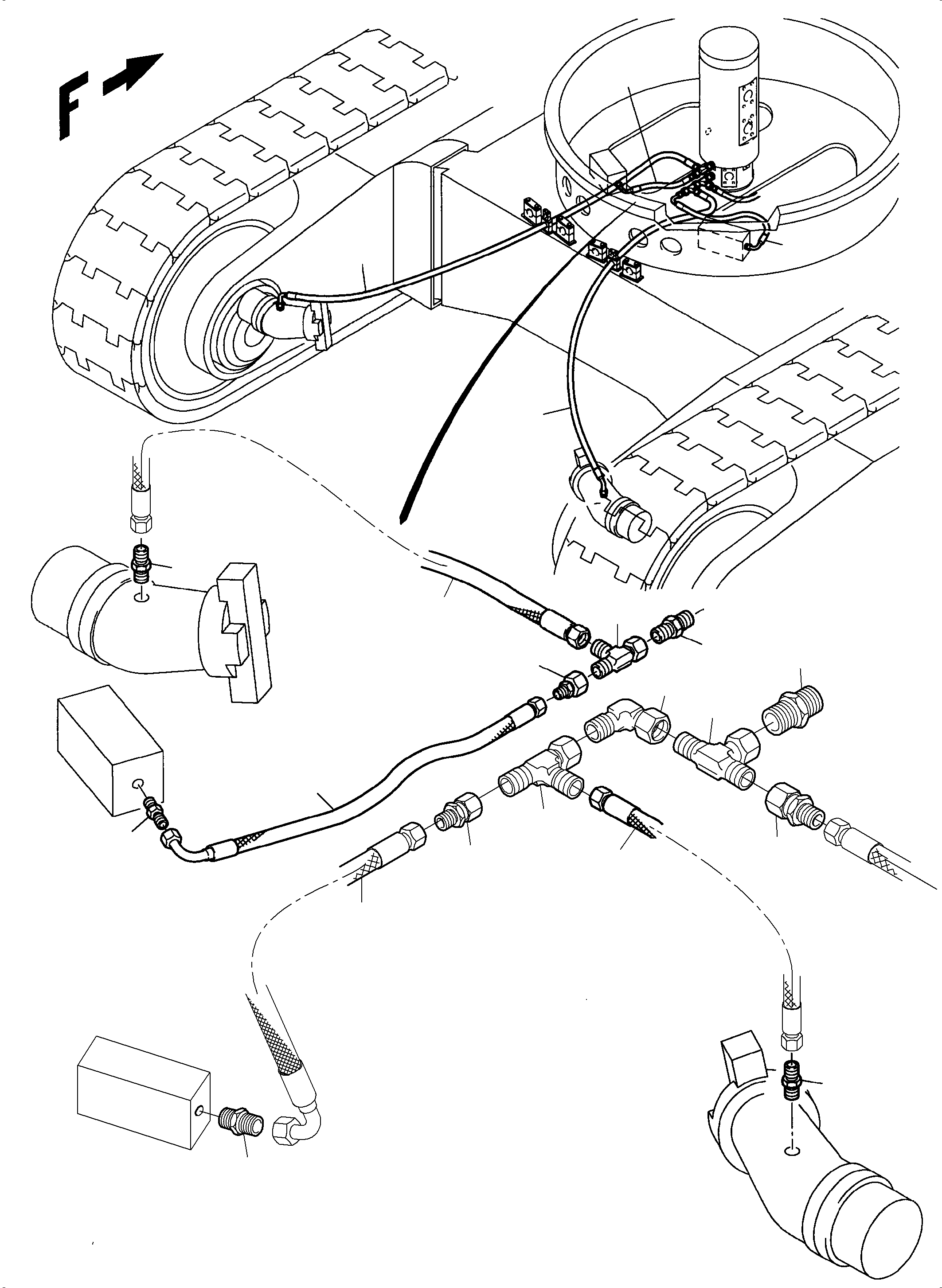 Komatsu parts book diagram for PC3000-6E S/N 06262: DRIVE MOTOR, BRAKE VALVE - LEAKAGE LINES