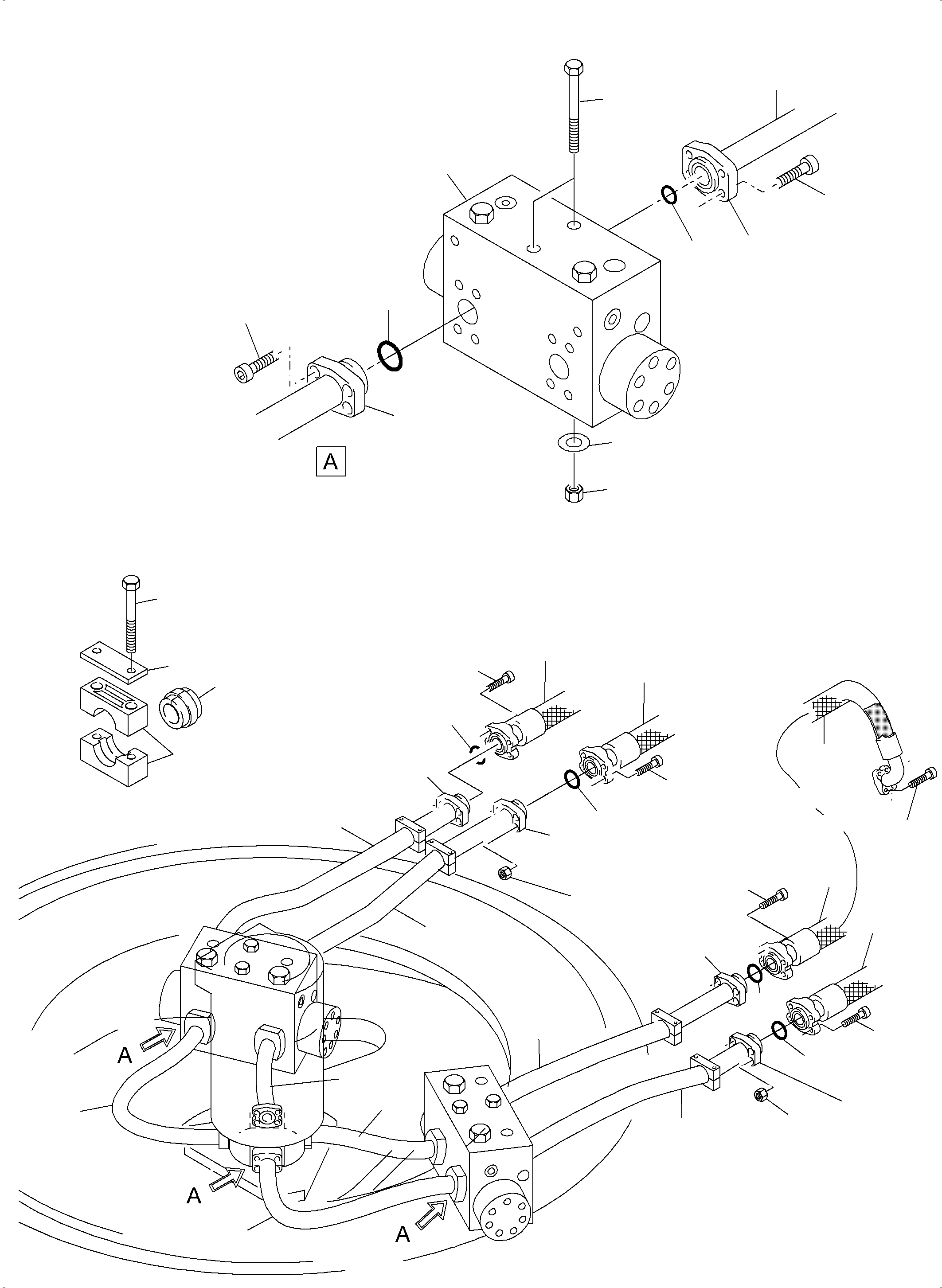 Komatsu parts book diagram for PC3000-6E S/N 06262: PRESSURE LINES, DRIVEMOTOR - ROTARY JOINT