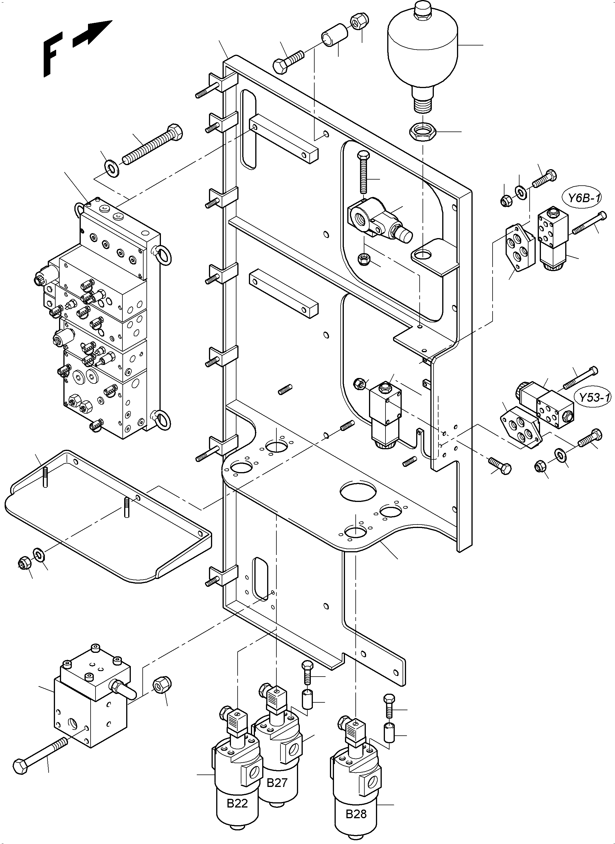 Komatsu parts book diagram for PC3000-6E S/N 06262: CONTROL- AND FILTER PLATE
