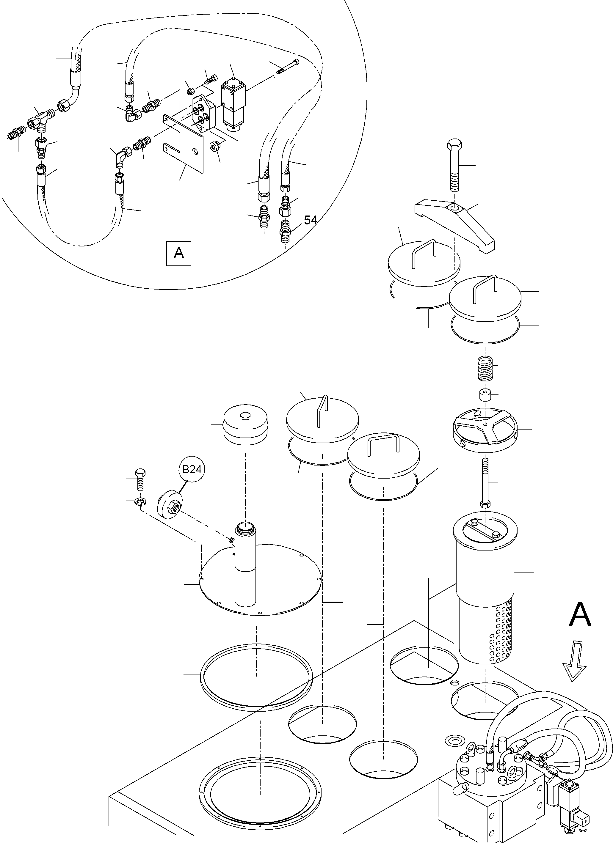 Komatsu parts book diagram for PC3000-6E S/N 06262: MAIN OIL TANK