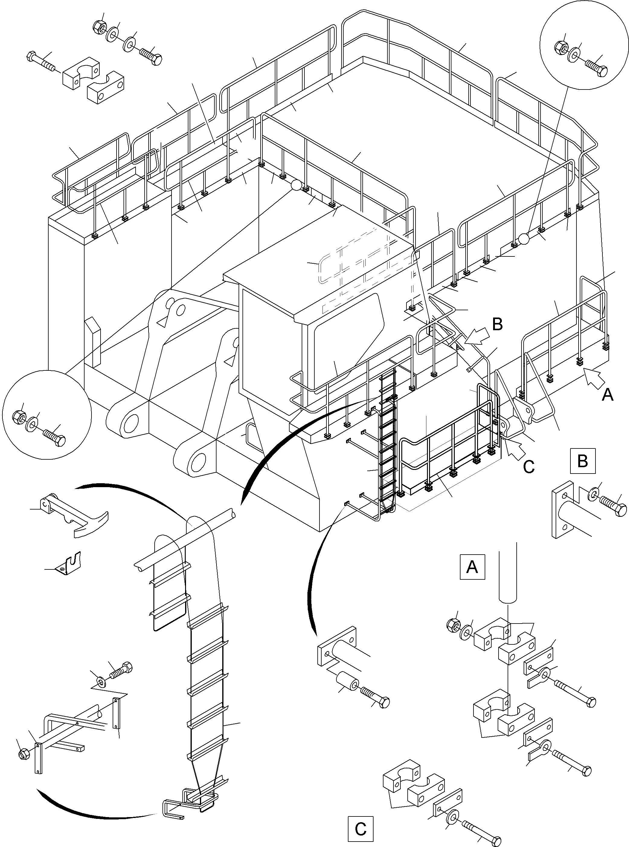 Komatsu parts book diagram for PC3000-6E S/N 06262: LADDERS AND RAILS