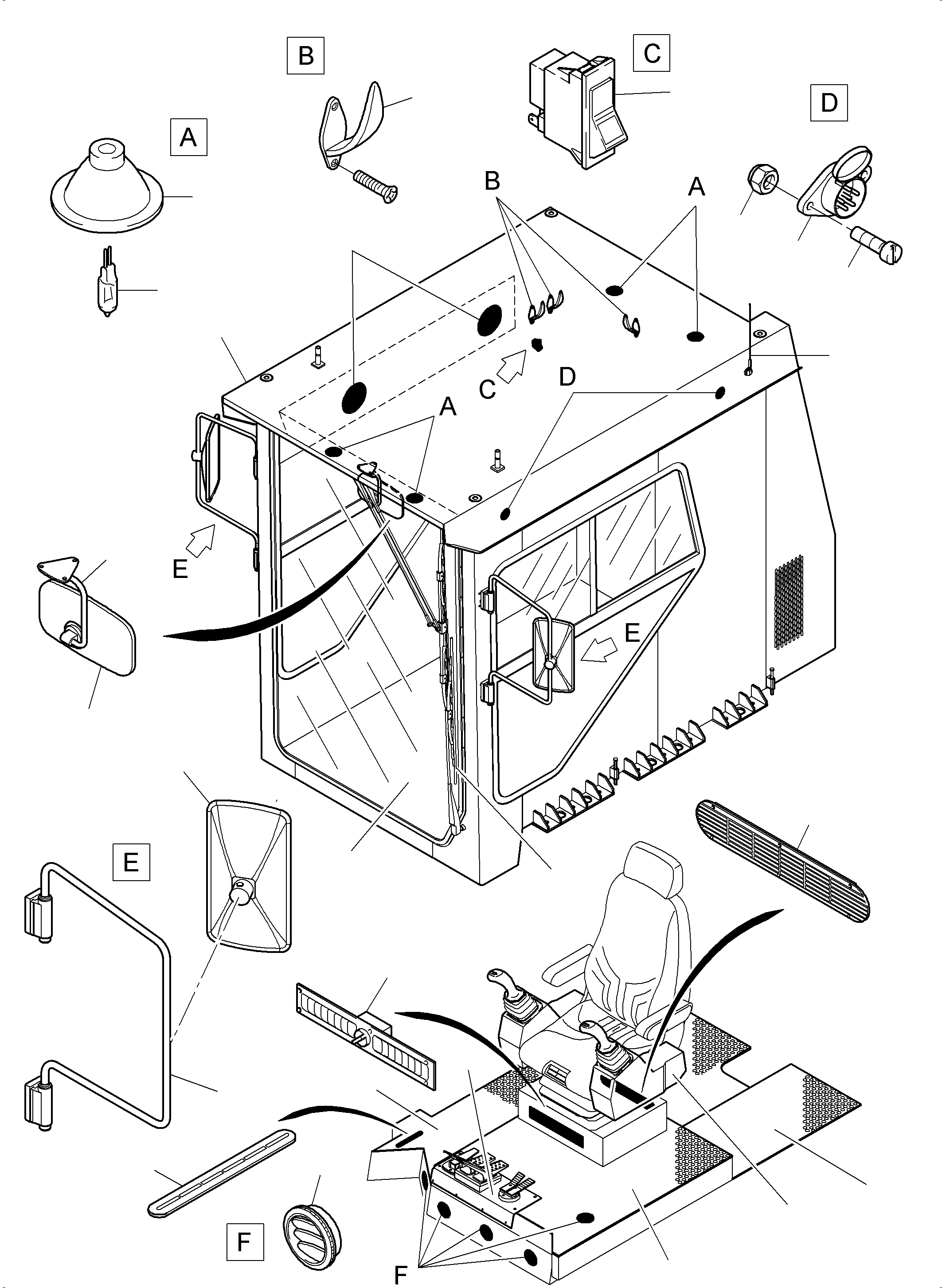 Komatsu parts book diagram for PC3000-6E S/N 06262: OPERATOR'S CAB