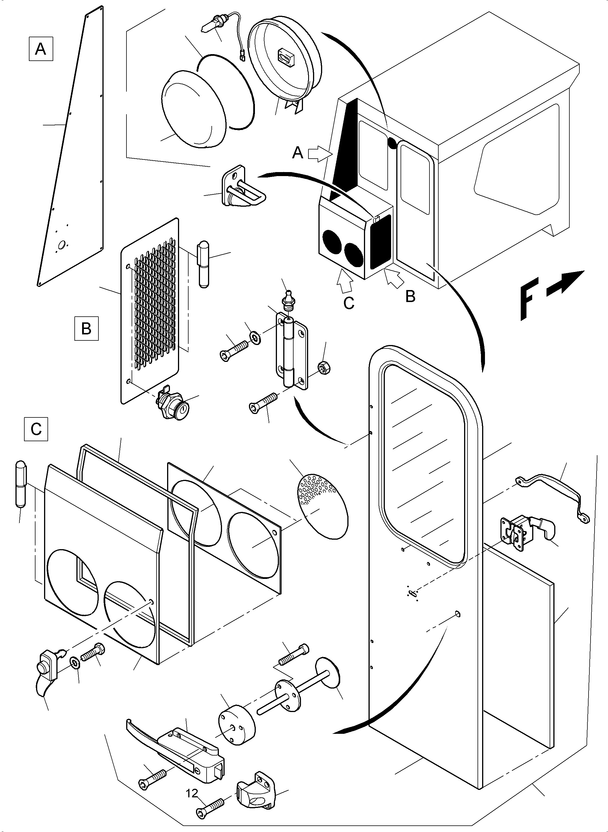Komatsu parts book diagram for PC3000-6E S/N 06262: OPERATOR'S CAB