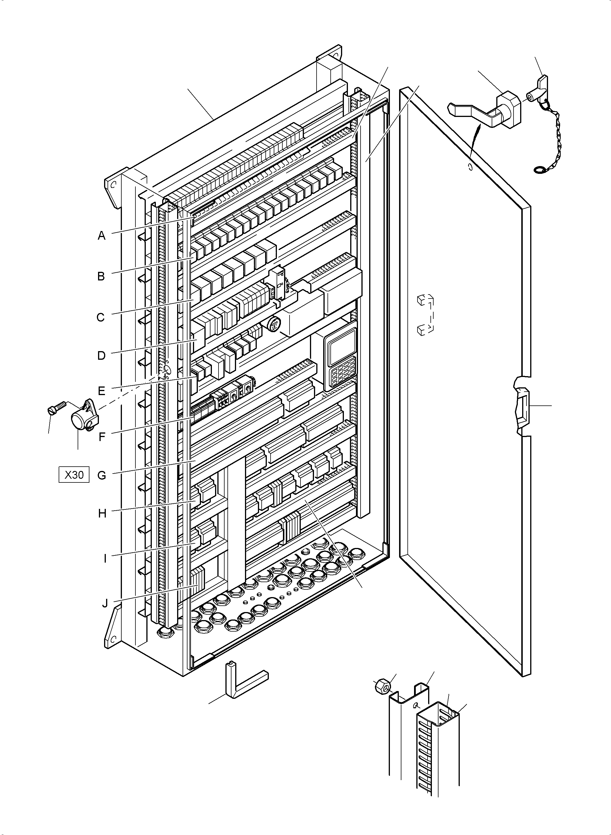 Komatsu parts book diagram for PC3000-6E S/N 06262: MAIN SWITCH BOX X2 IN CAB SUPPORT